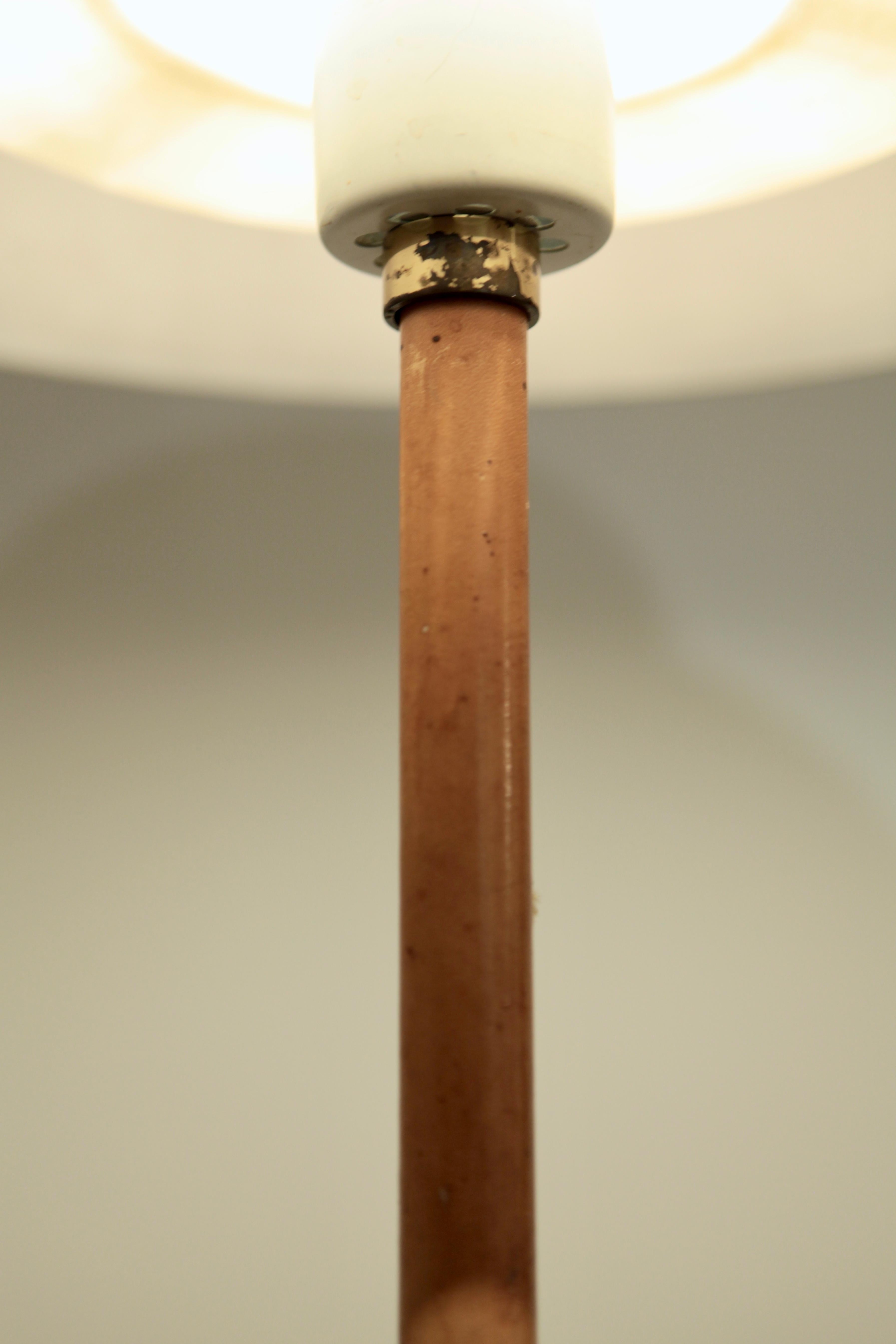 Finnish Lisa Johansson-Pape, Leather and Bronze Floor Lamp, Orno 1960s