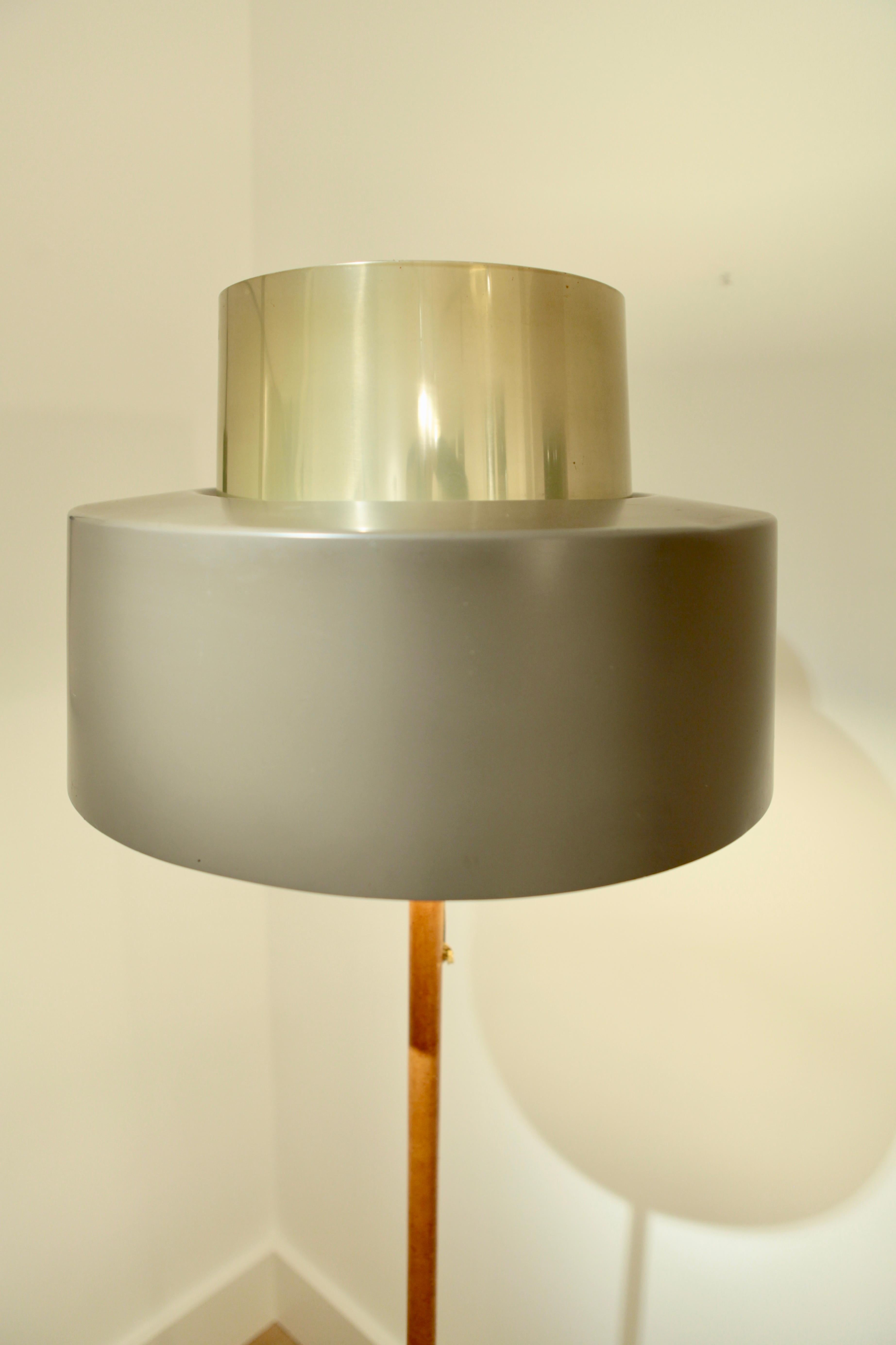 Mid-20th Century Lisa Johansson-Pape, Leather and Bronze Floor Lamp, Orno 1960s