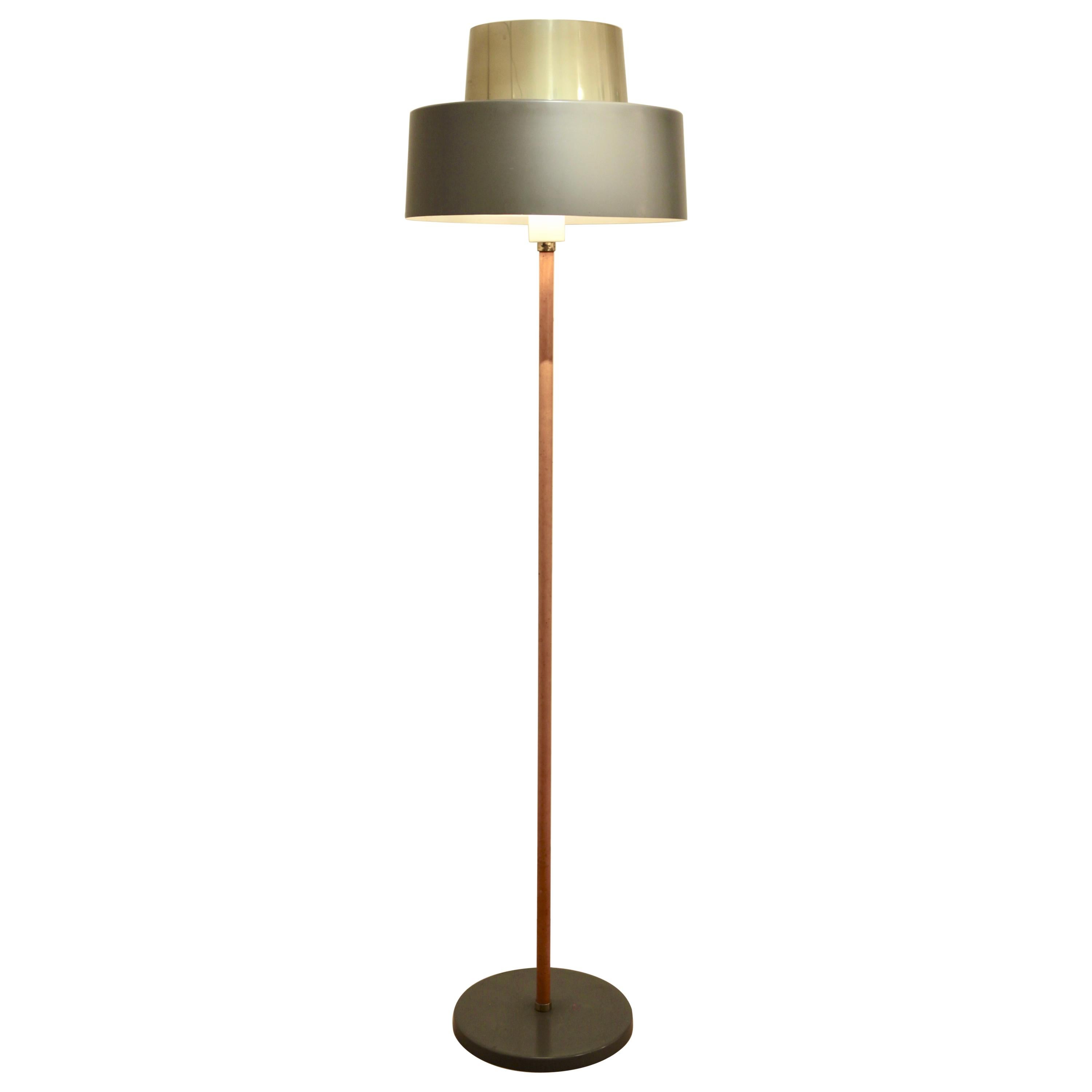Lisa Johansson-Pape, Leather and Bronze Floor Lamp, Orno 1960s