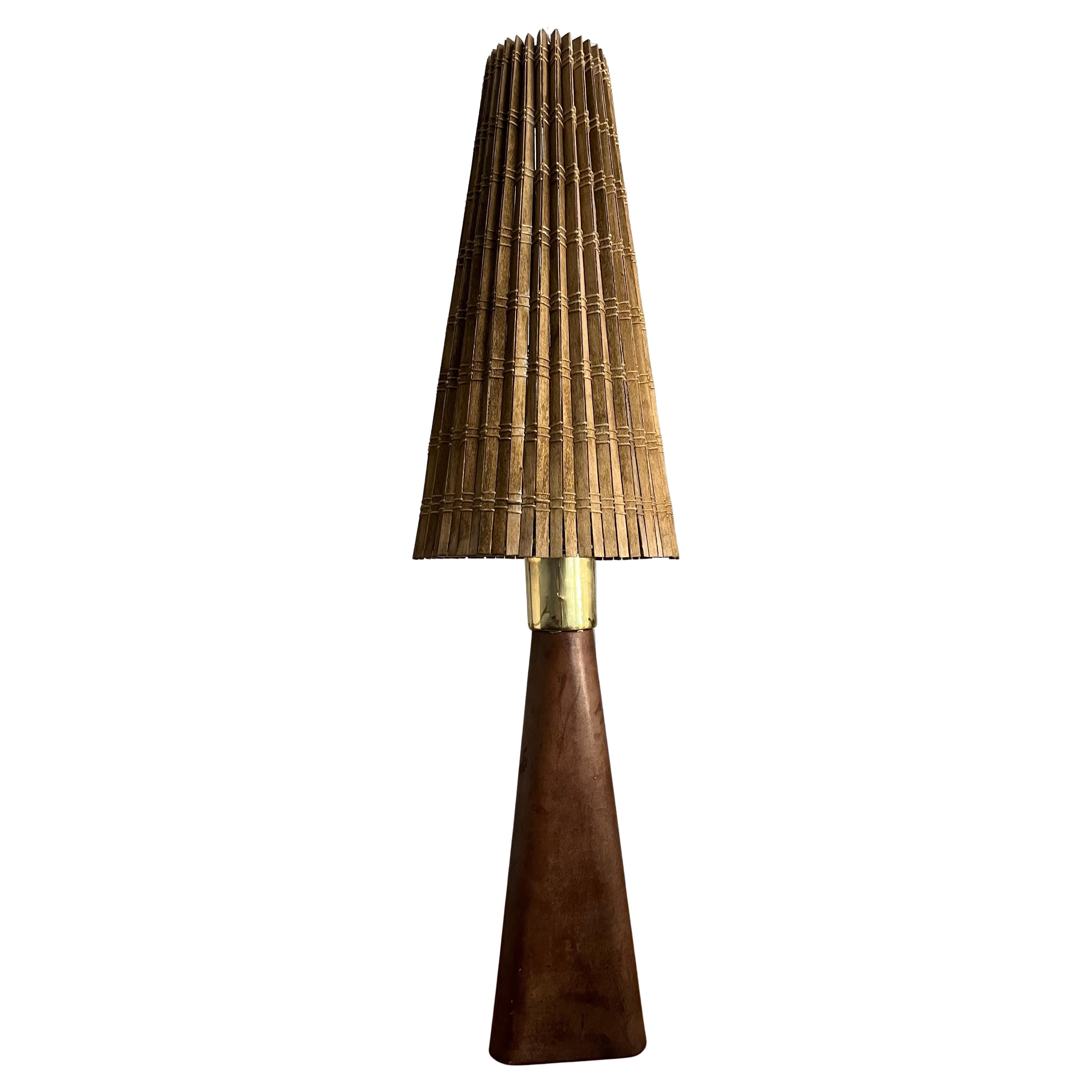 Lisa Johansson-Pape Leather Table Lamp, Orno Oy, 1950s