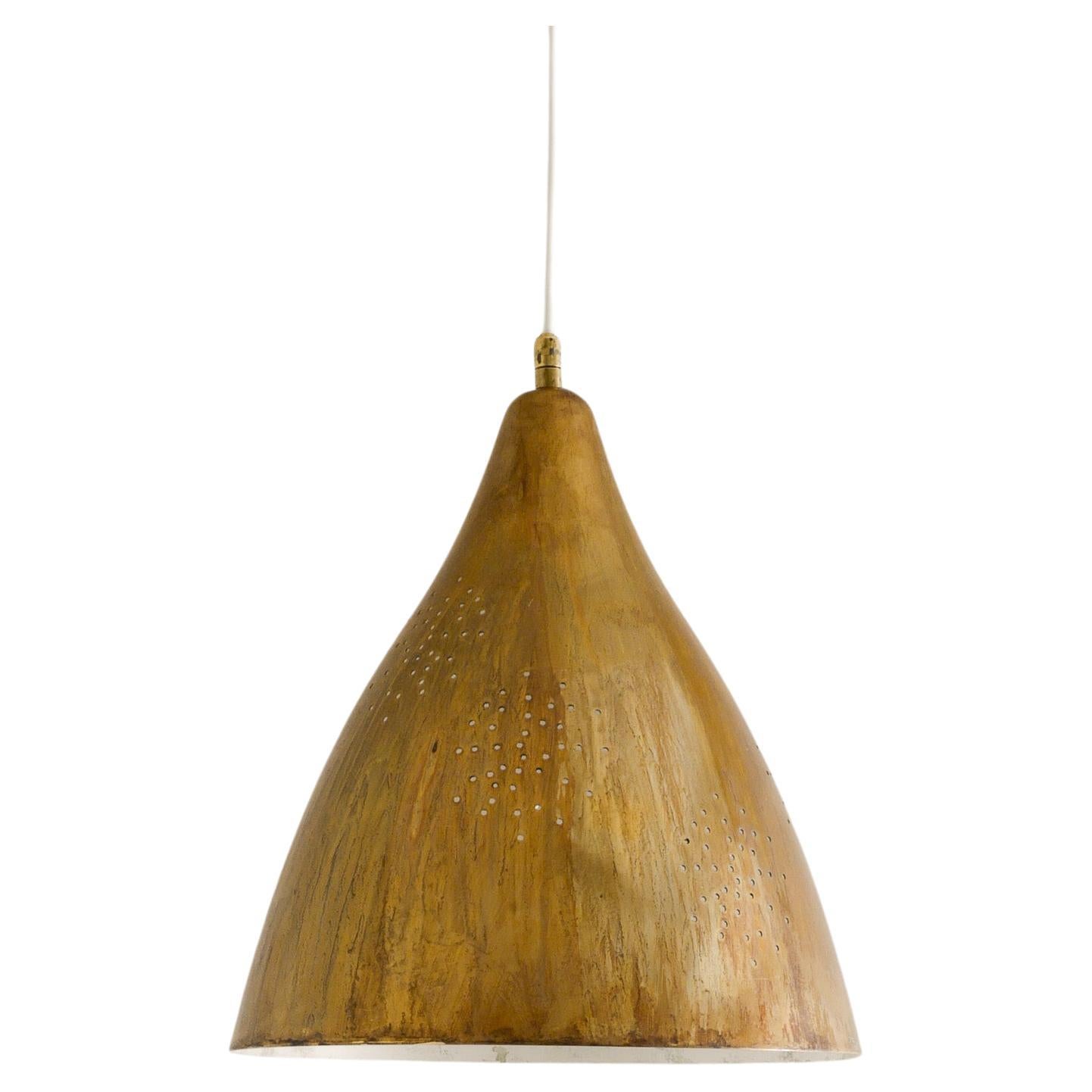 Lisa Johansson Papé Mid Century "1314" Brass Ceiling Pendant by Orno Oy, 1940s  For Sale