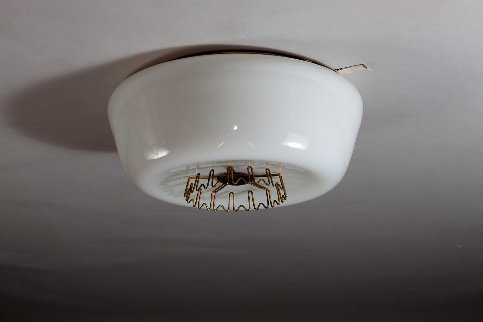 20th Century Lisa Johansson-Pape, opaline glass flushmount lamp for ORNO, Finland For Sale