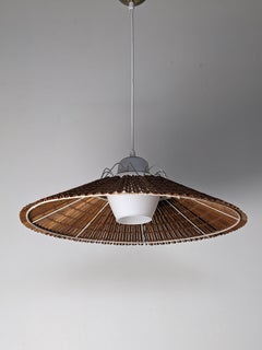 Lisa Johansson Pape & Orno Opaline Glass & Brass Pendant Light, Finland 1950s