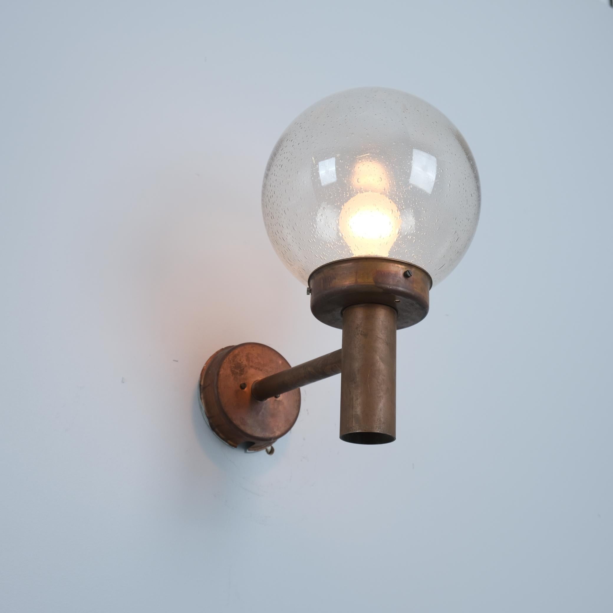 Finnish Lisa Johansson-Papé Outdoor Wall Lamp 140-015 , in Copper and Glass, Orno 1950s For Sale