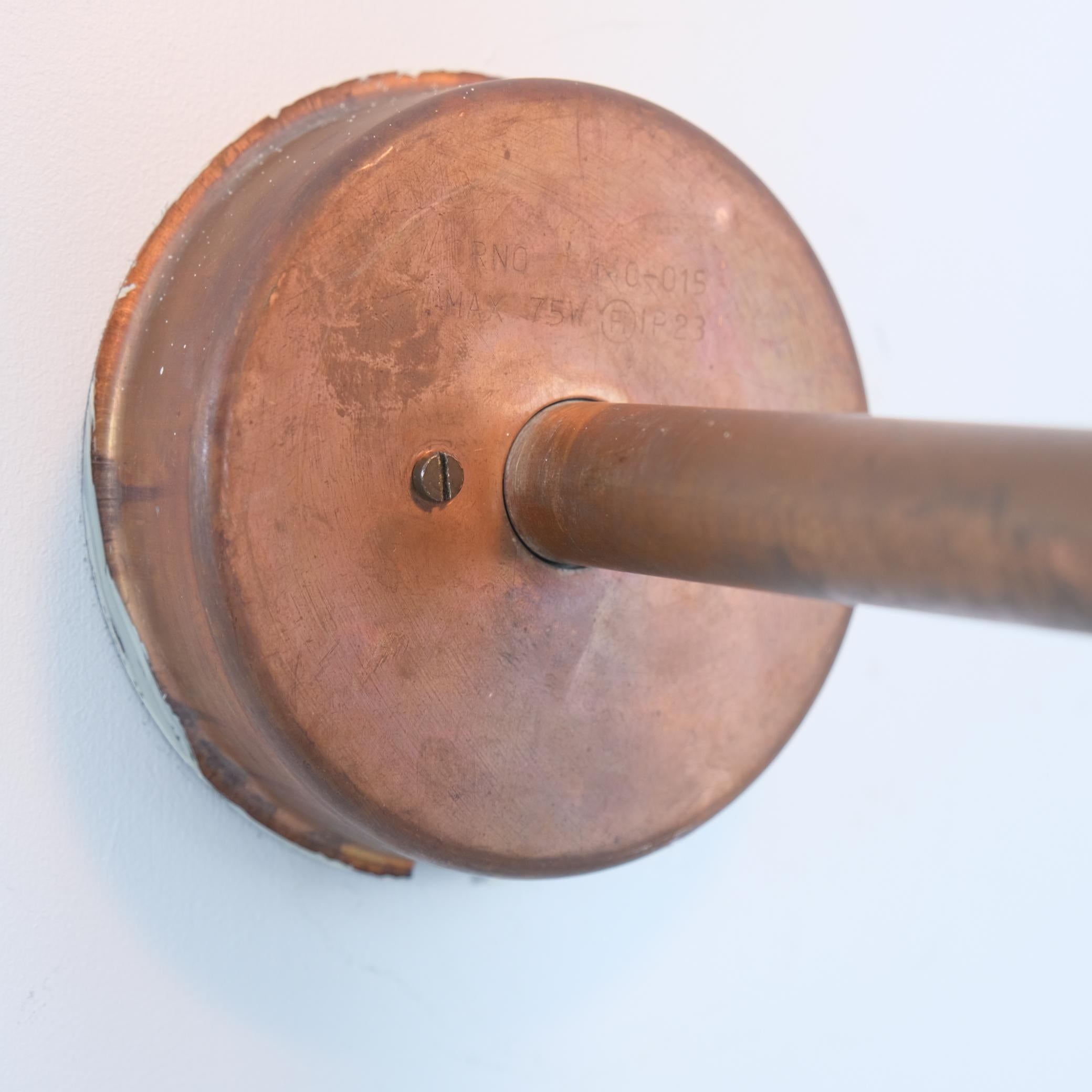 Lisa Johansson-Papé Outdoor Wall Lamp 140-015 , in Copper and Glass, Orno 1950s In Good Condition For Sale In Helsinki, FI