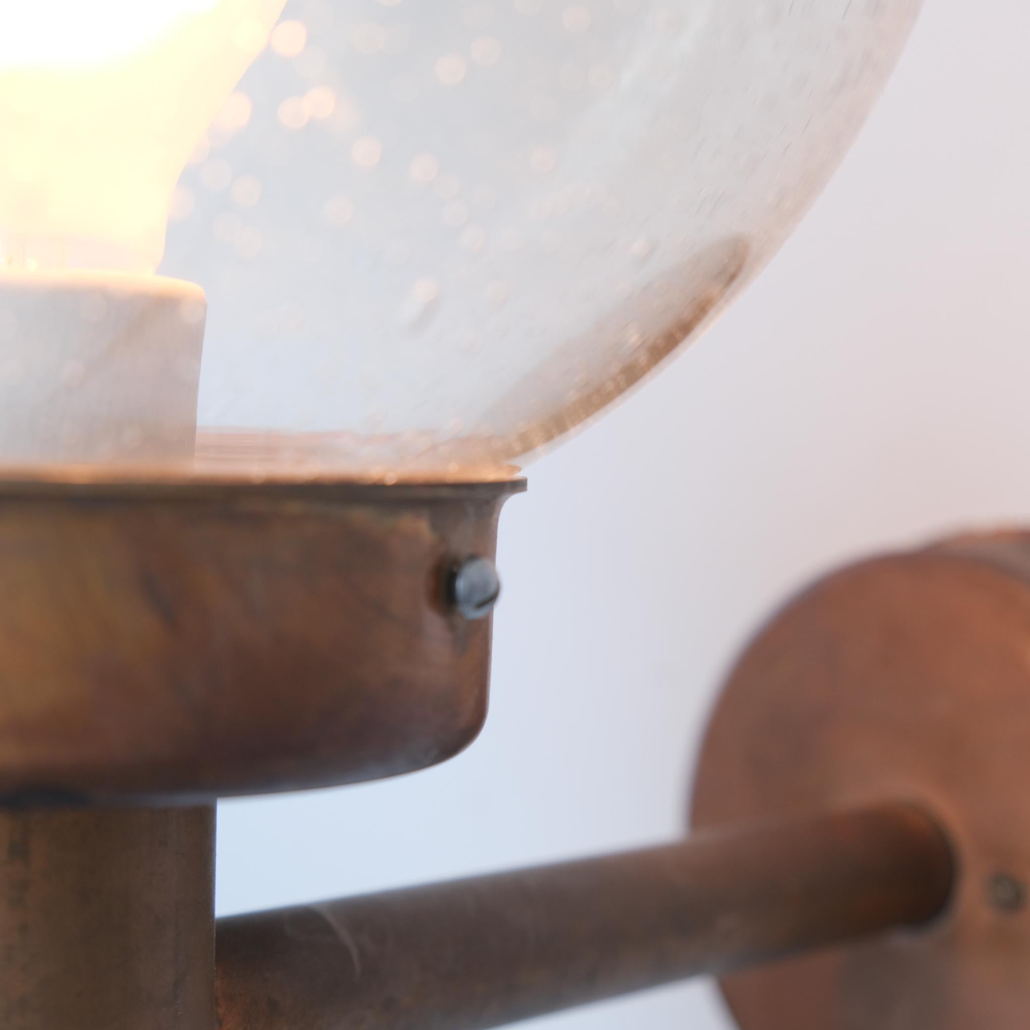 Metal Lisa Johansson-Papé Outdoor Wall Lamp 140-015 , in Copper and Glass, Orno 1950s For Sale