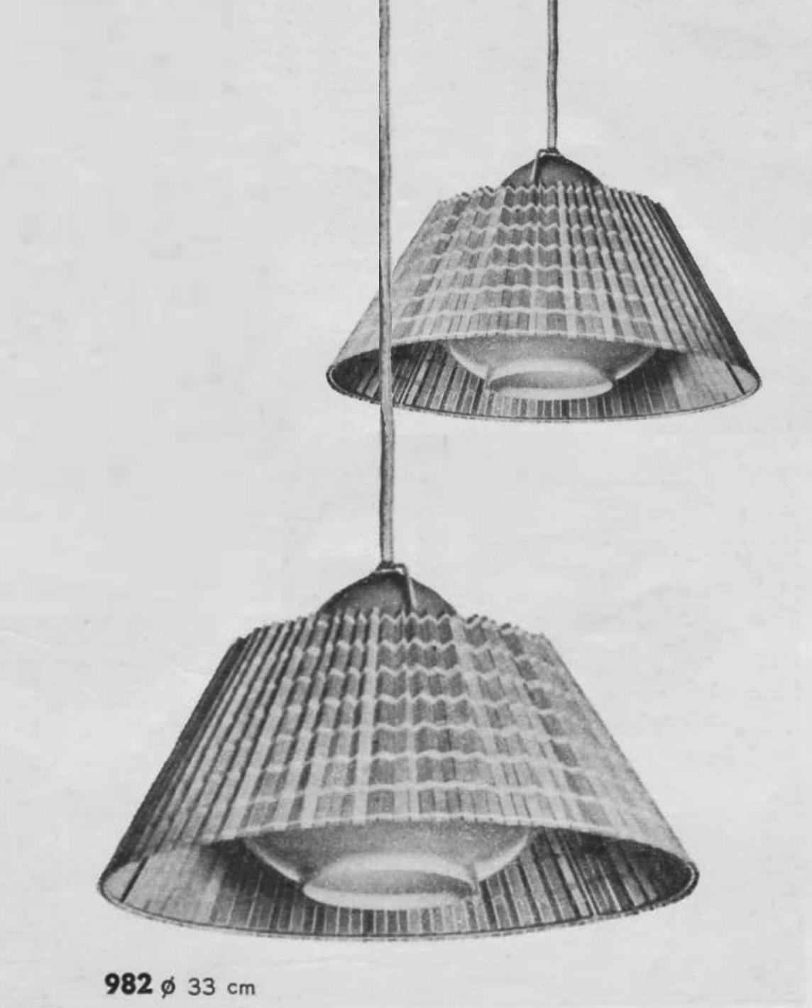Lisa Johansson Pape, Pair of Ceiling Lamp Model 982, Stockmann For Sale 13