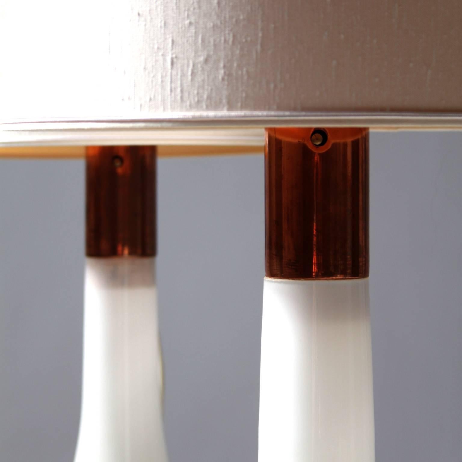 Mid-Century Modern Lisa Johansson-Pape, Pair of Opal Glass and Copper Table Lamps, 1960s