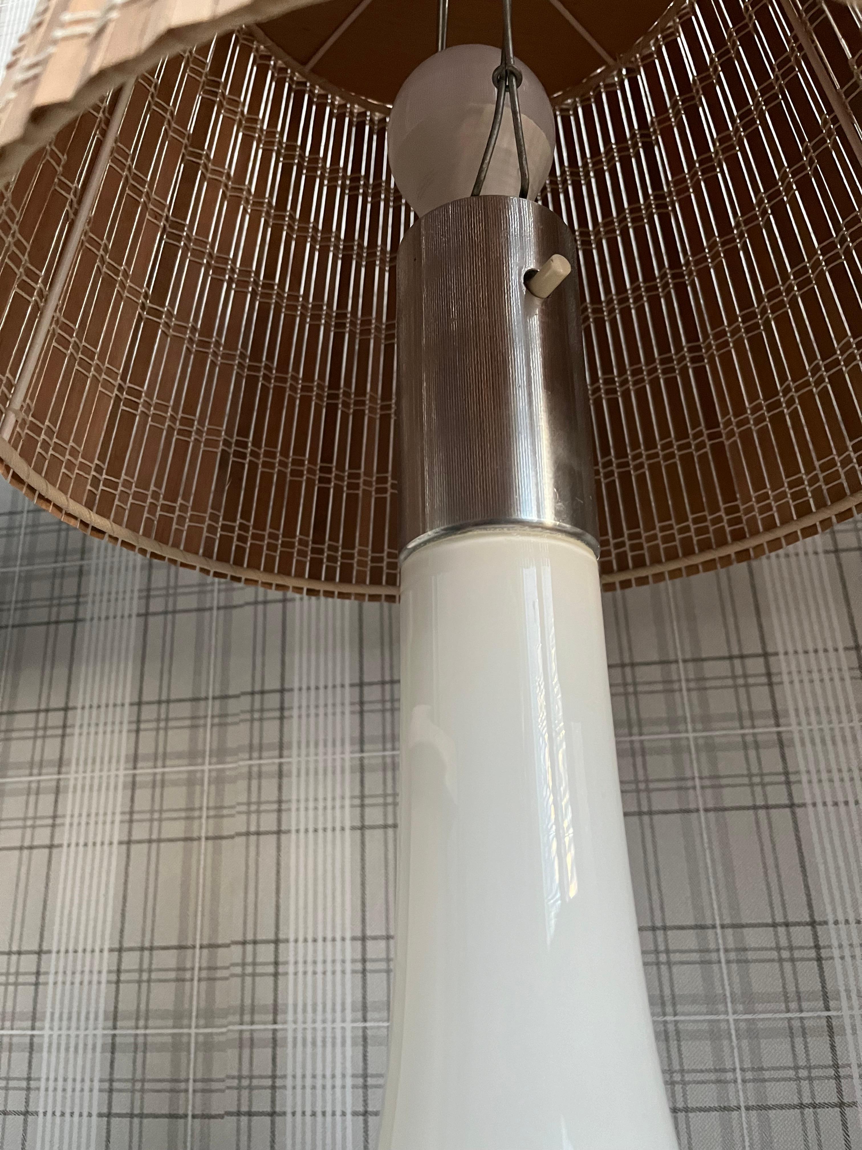 XIXe siècle Lisa Johansson paire de lampes de bureau pape modèle 46-017, verre et rotin, Orno 1960s en vente