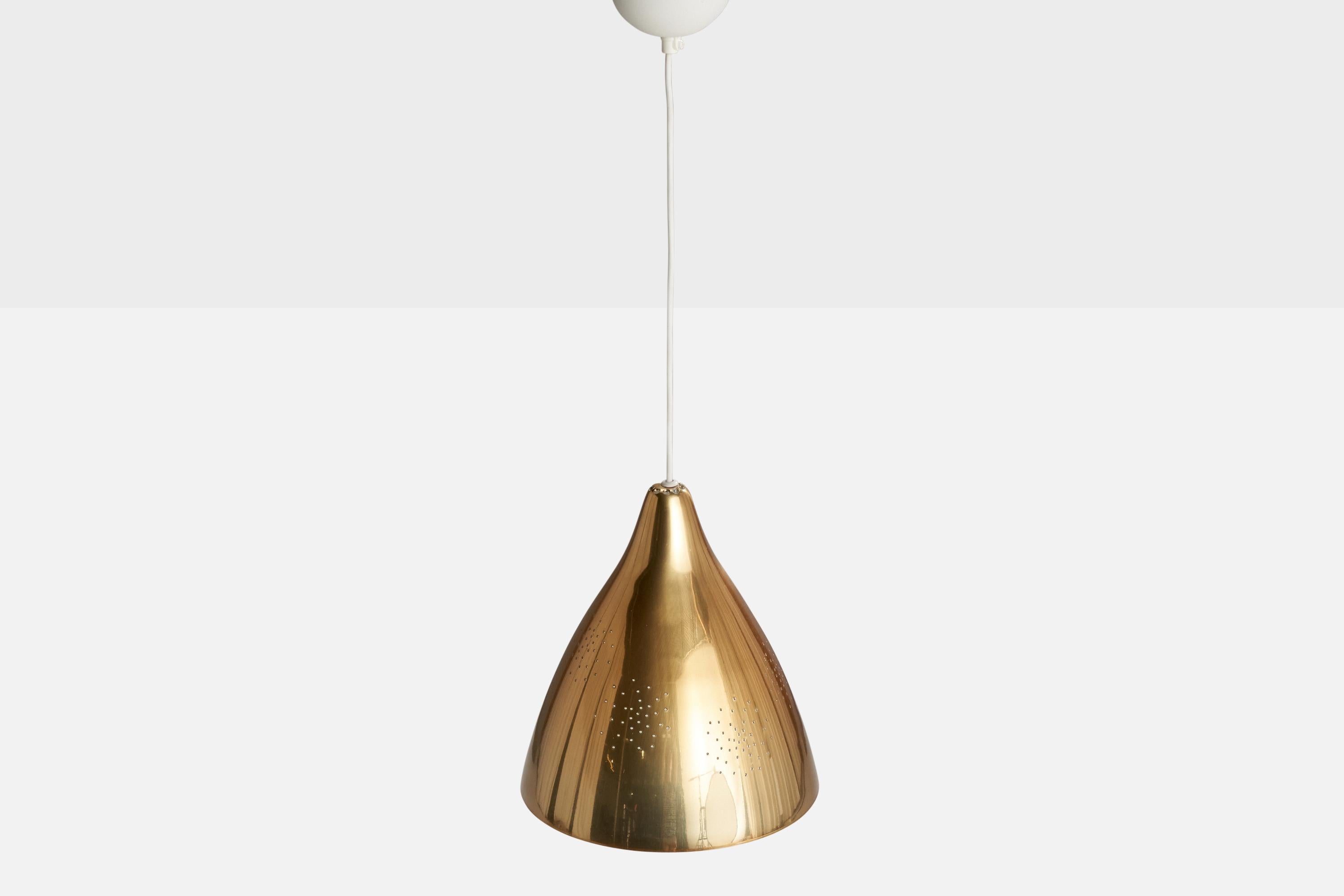 Finnish Lisa Johansson-Pape, Pendant Light, Brass, Finland, 1950s For Sale