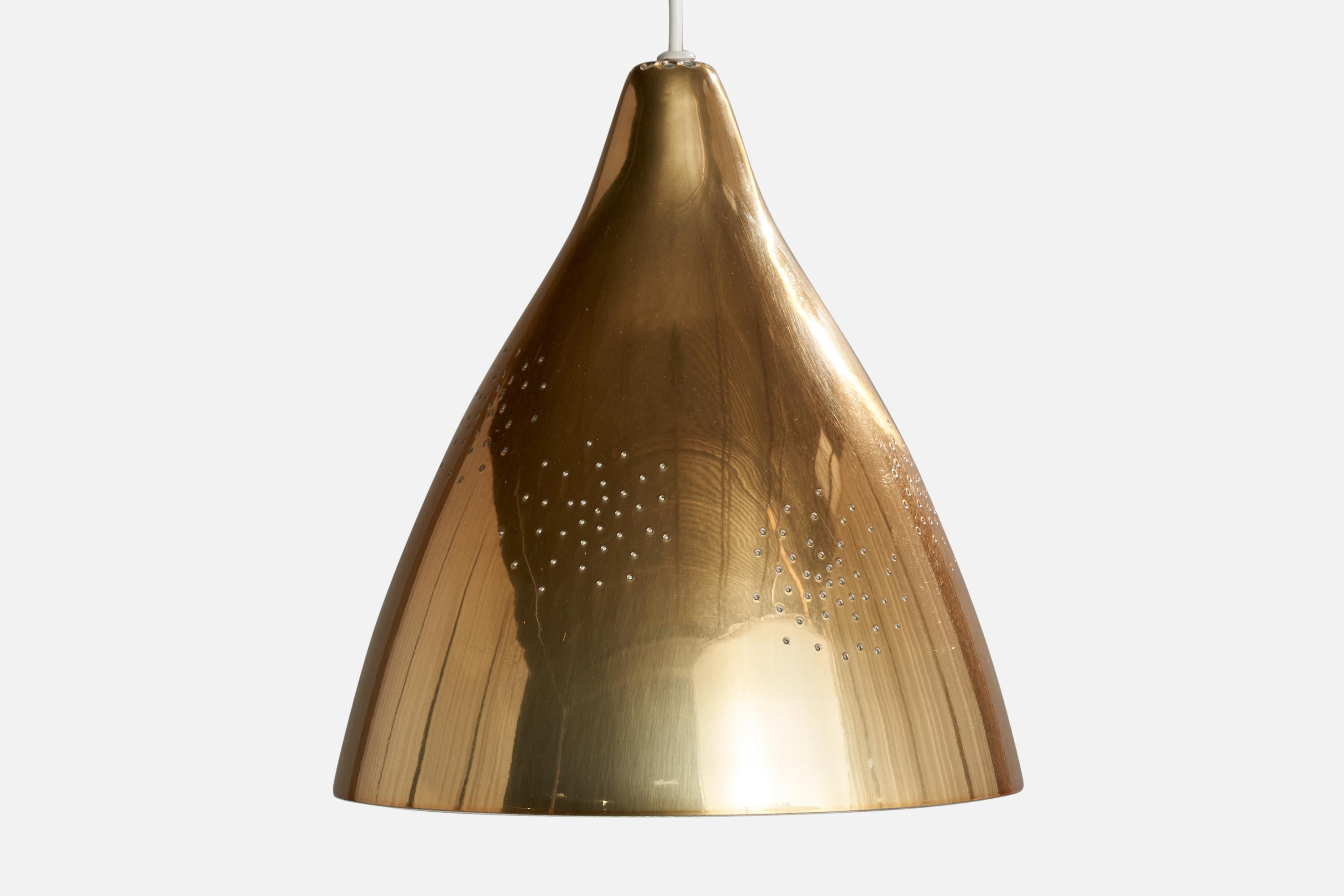 Lisa Johansson-Pape, Pendant Light, Brass, Finland, 1950s In Good Condition For Sale In High Point, NC