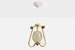 Lisa Johansson-Pape, Pendant Light, Brass, Metal, Glass, Finland, 1940s