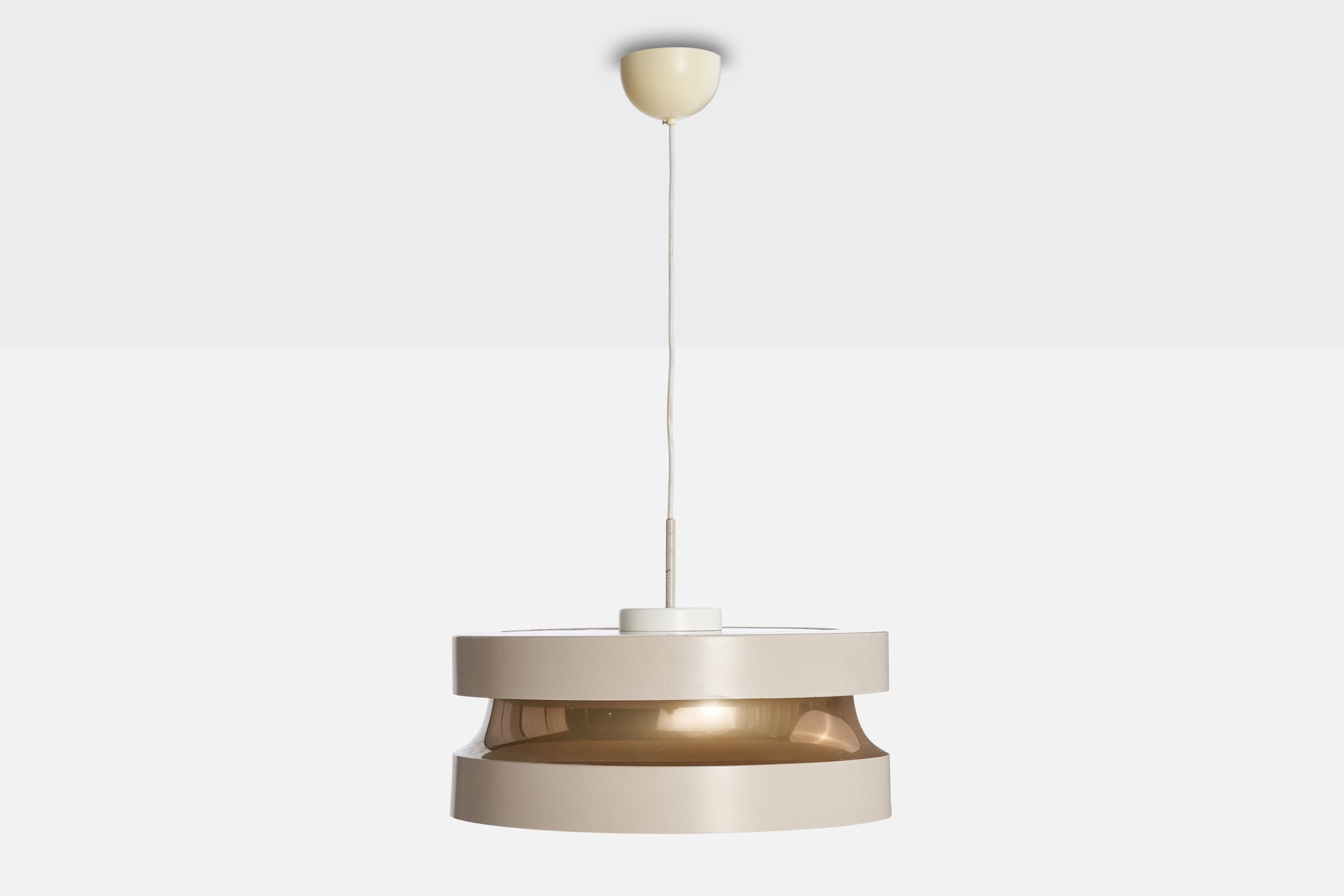 Scandinavian Modern Lisa Johansson-Pape, Pendant Light, Lacquered Metal, Acrylic, Finland, 1960s For Sale