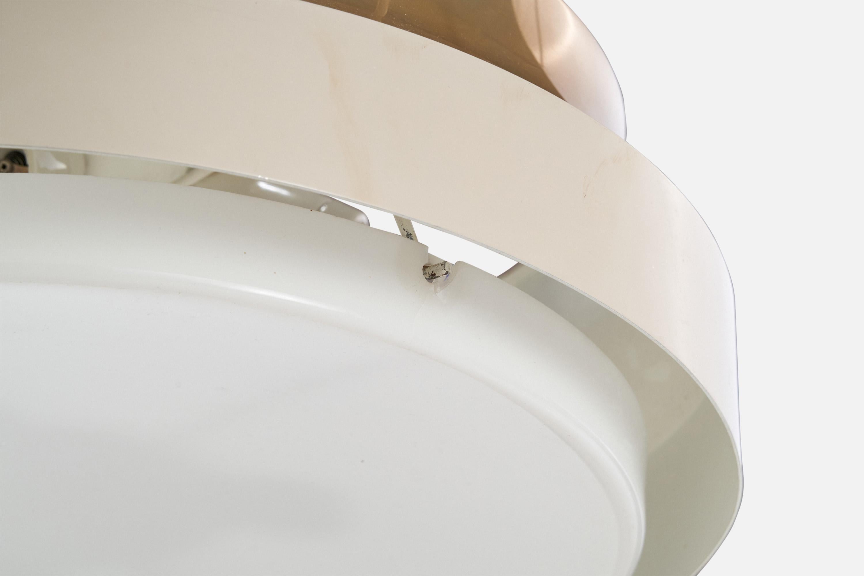 Finnish Lisa Johansson-Pape, Pendant Light, Lacquered Metal, Acrylic, Finland, 1960s For Sale