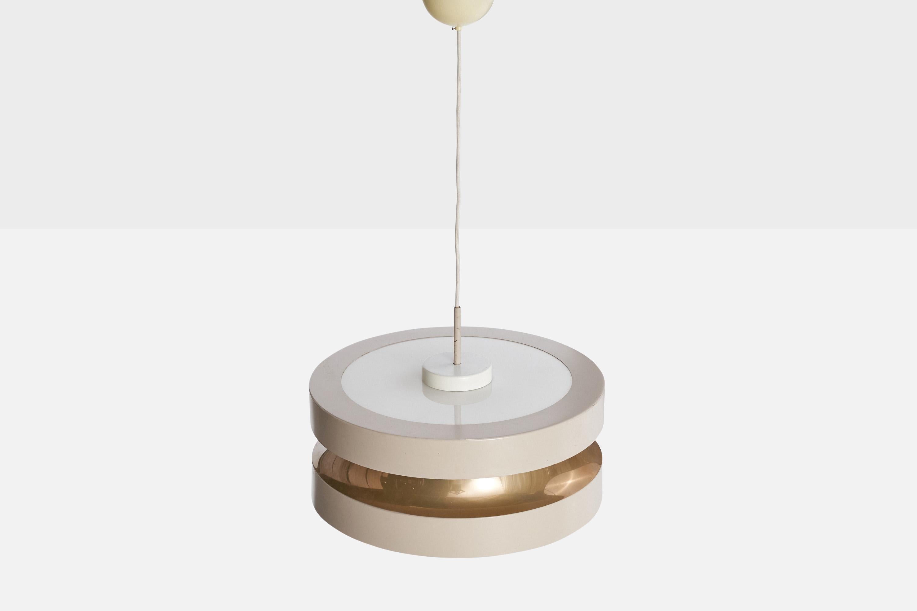 Lisa Johansson-Pape, Pendant Light, Lacquered Metal, Acrylic, Finland, 1960s For Sale 1