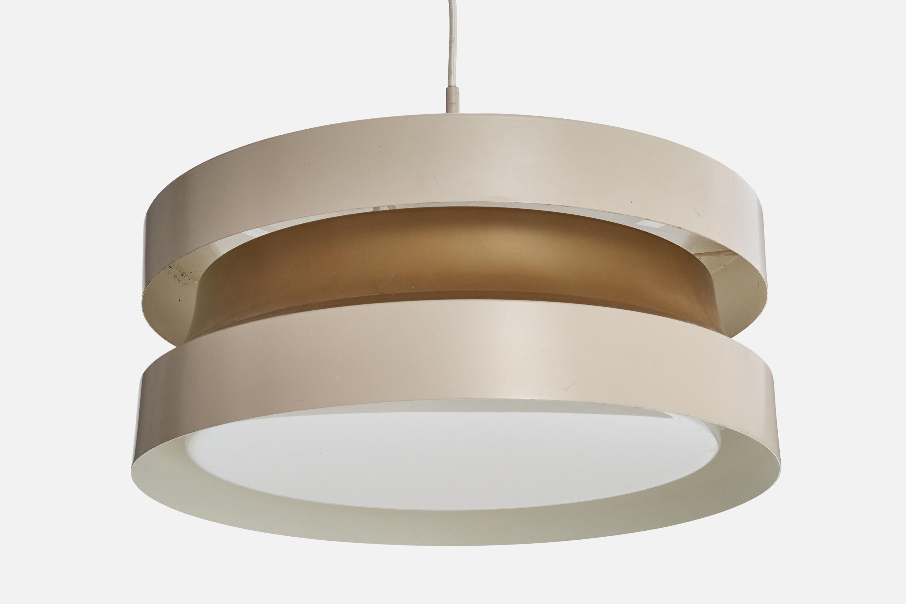 Lisa Johansson-Pape, Pendant Light, Lacquered Metal, Acrylic, Finland, 1960s For Sale 2