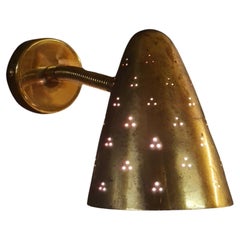 Vintage Lisa Johansson-Pape Perforated Brass Wall Sconce Model 50-084, Orno 1950s