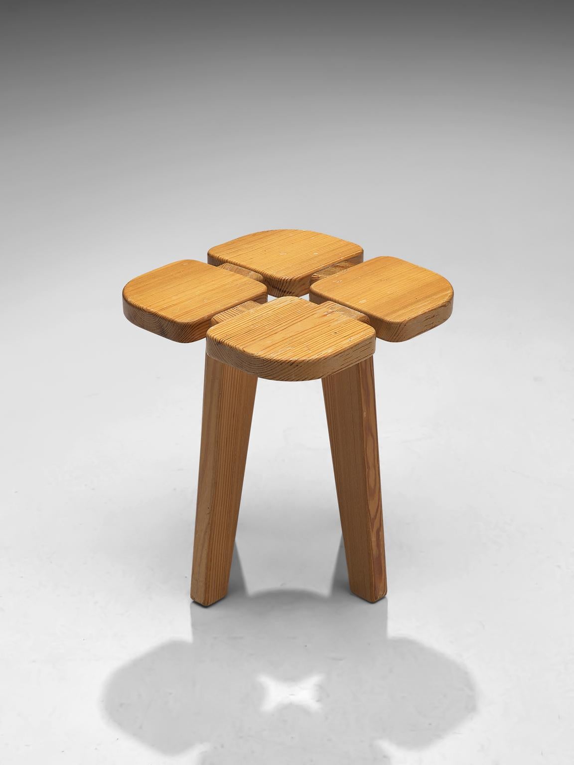 Mid-20th Century Lisa Johansson-Pape Set of Six 'Apila' Stools in Solid Pine