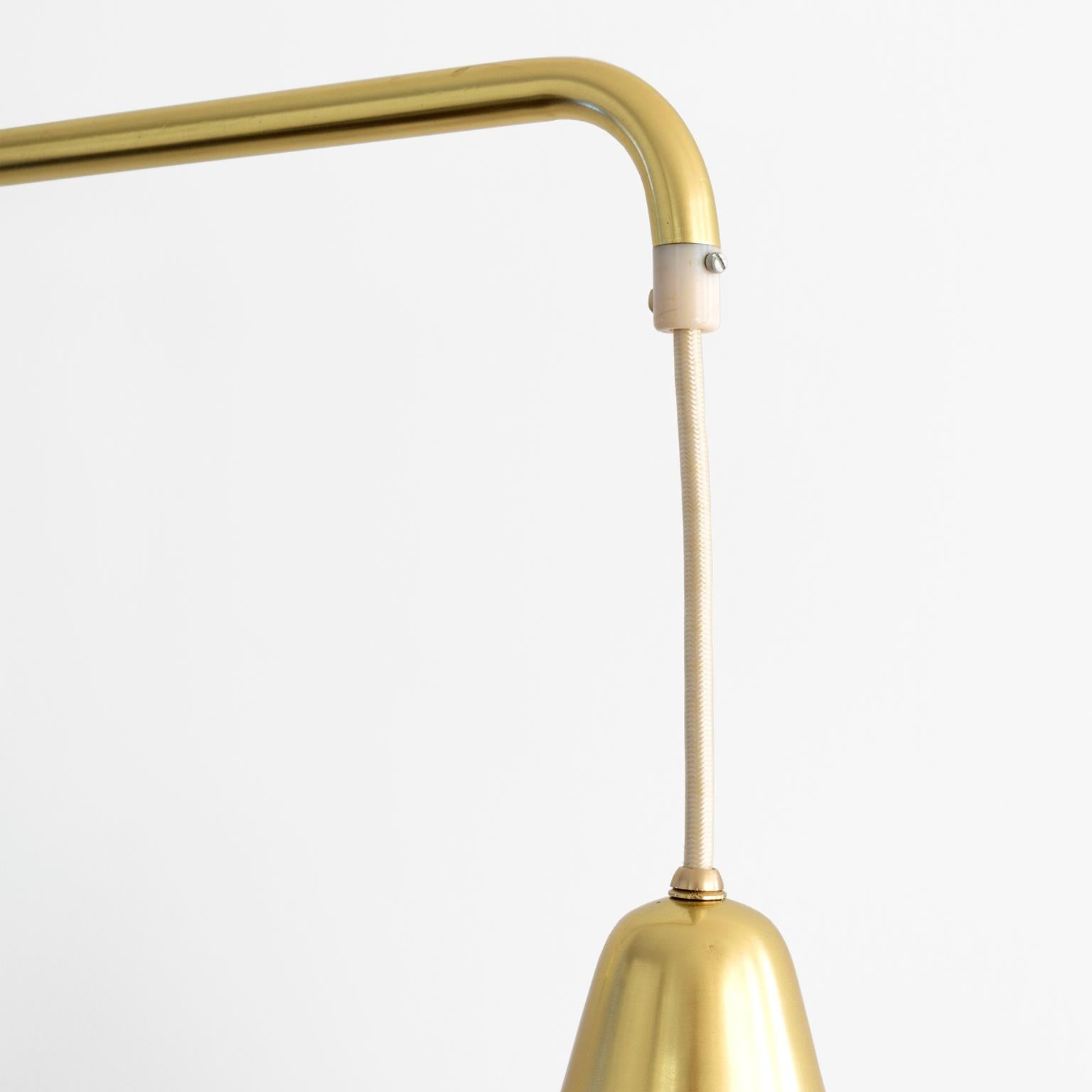 Lisa Johansson-Pape Swing Brass Arm Wall Lamp, Orno, Finland, circa 1950's In Good Condition In New York, NY