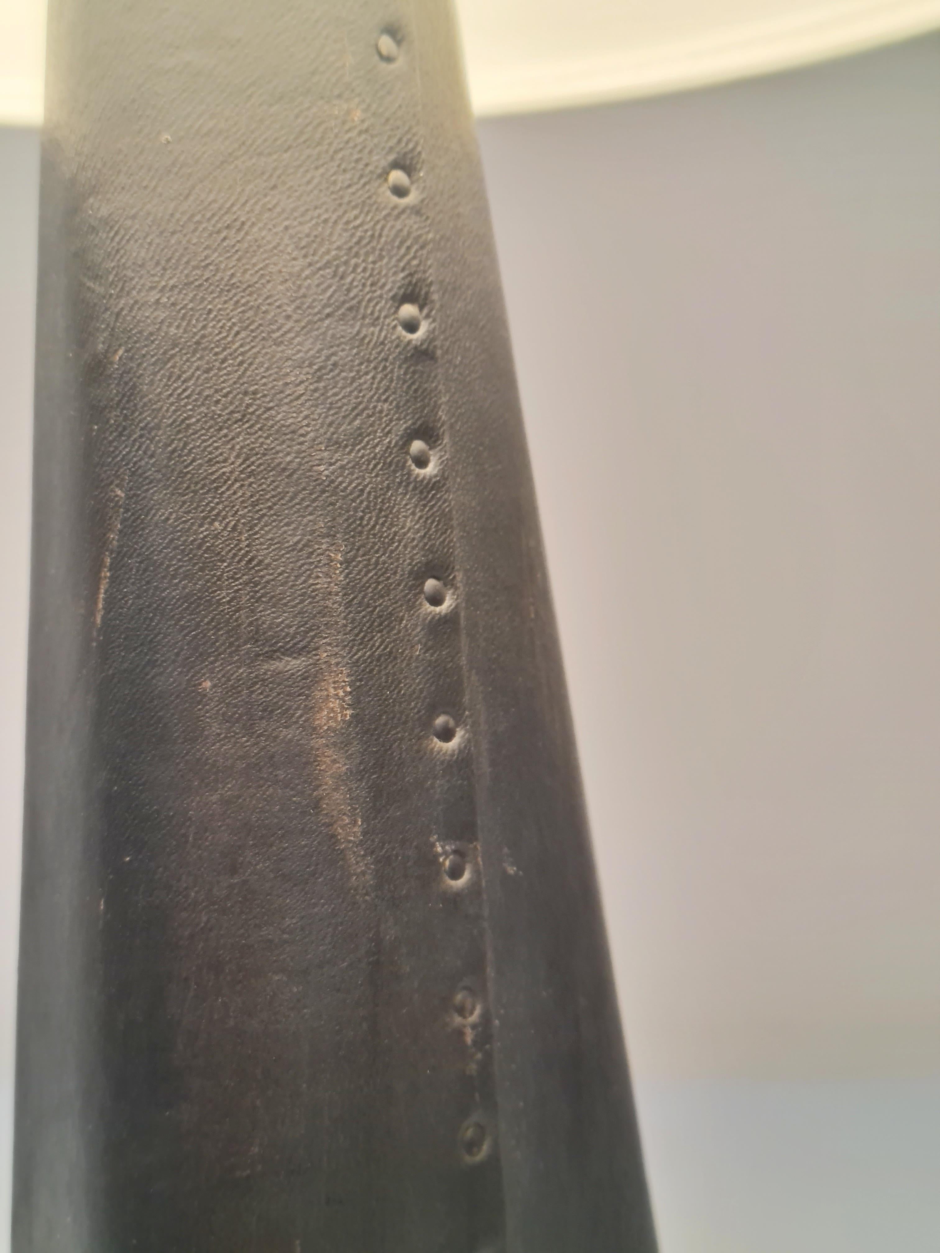 Finnish Lisa Johansson-Papé Table Lamp 46-186 LJP in Leather & White Silk, Orno 1950s
