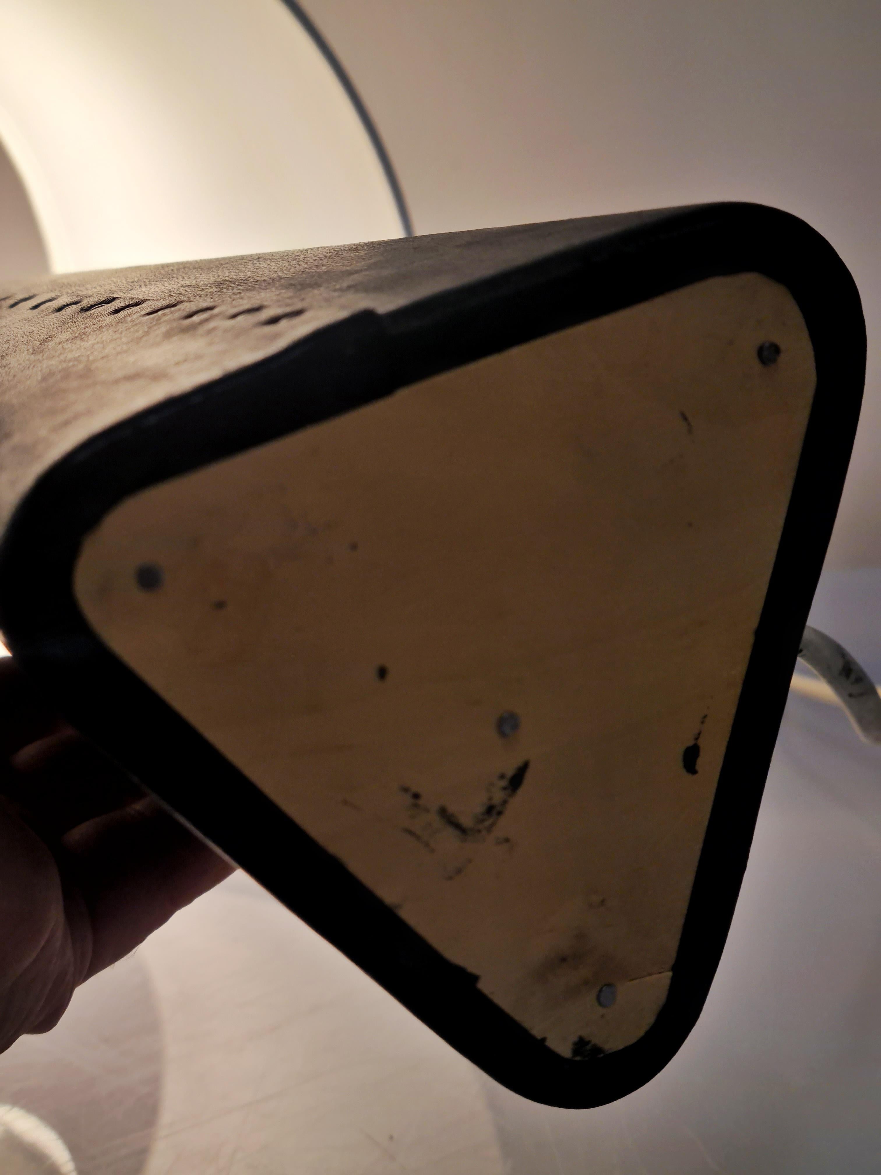 Brass Lisa Johansson-Papé Table Lamp 46-186 LJP in Leather & White Silk, Orno 1950s