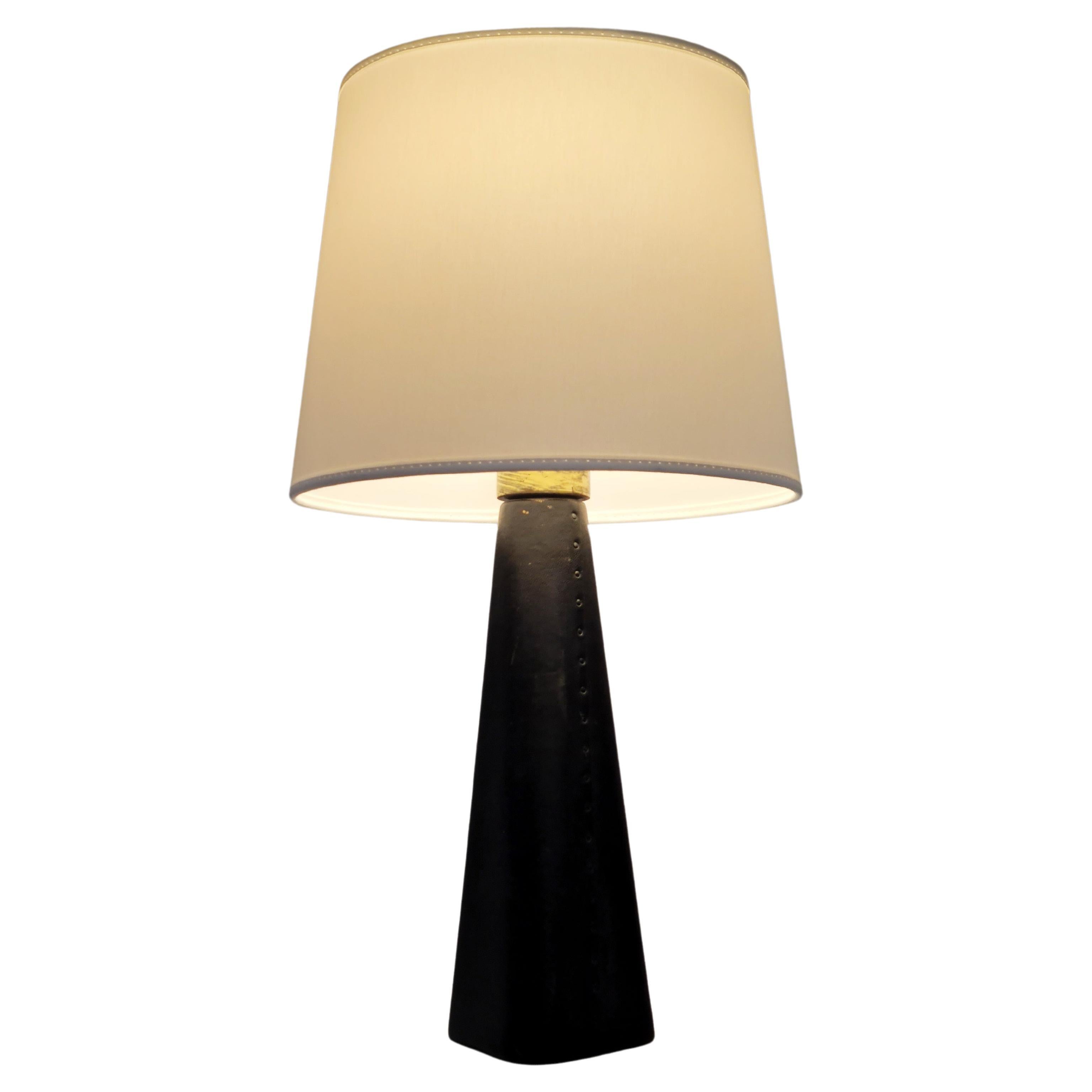 Lisa Johansson-Papé Table Lamp 46-186 LJP in Leather and Silk, Orno For Sale