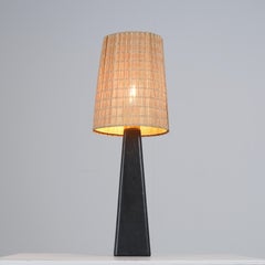 Lisa Johansson-Papé Table Lamp 46-186 LJP in Leather & Rattan, Orno 1950s