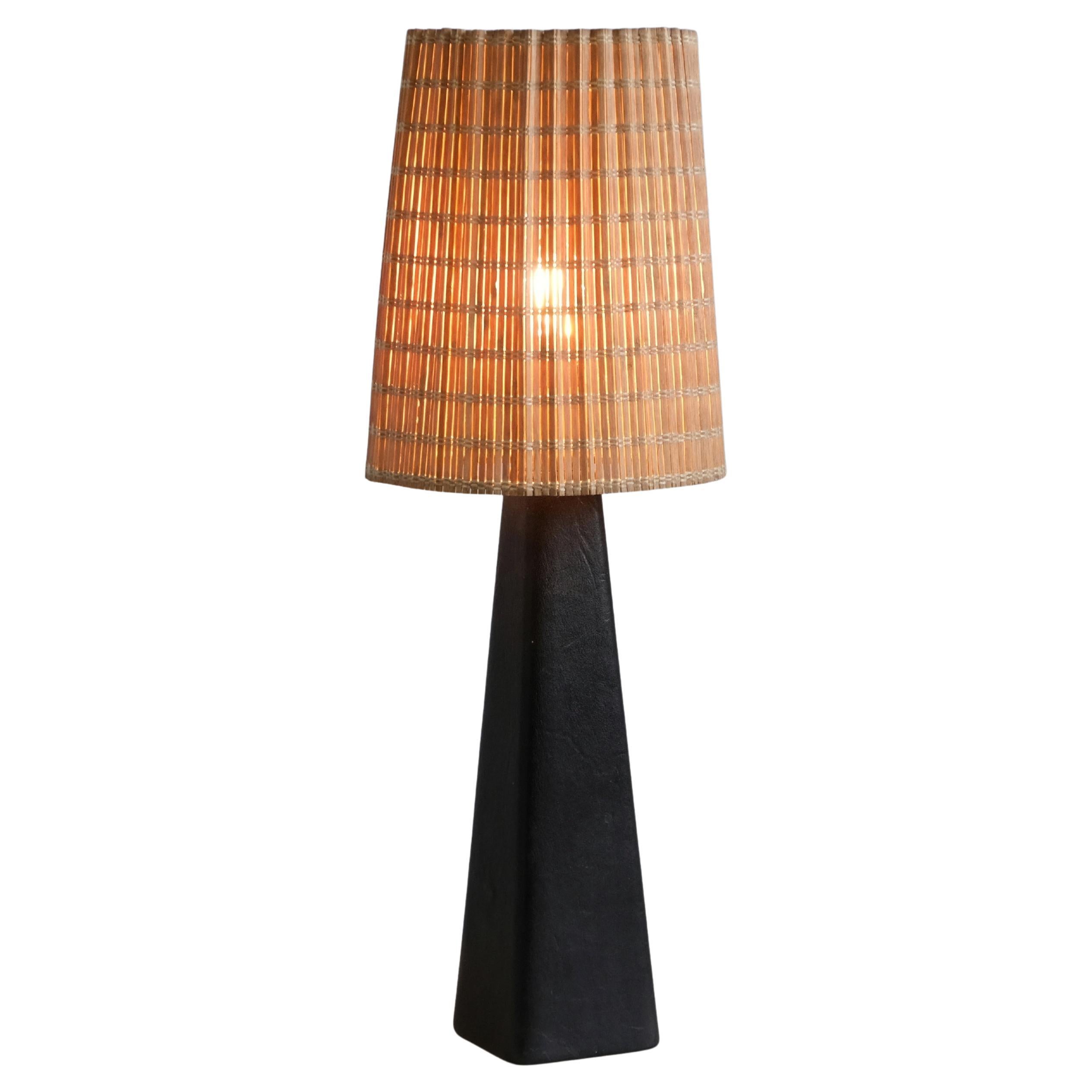 Lisa Johansson-Papé Table Lamp 46-186 LJP in Leather & Rattan, Orno 1950s