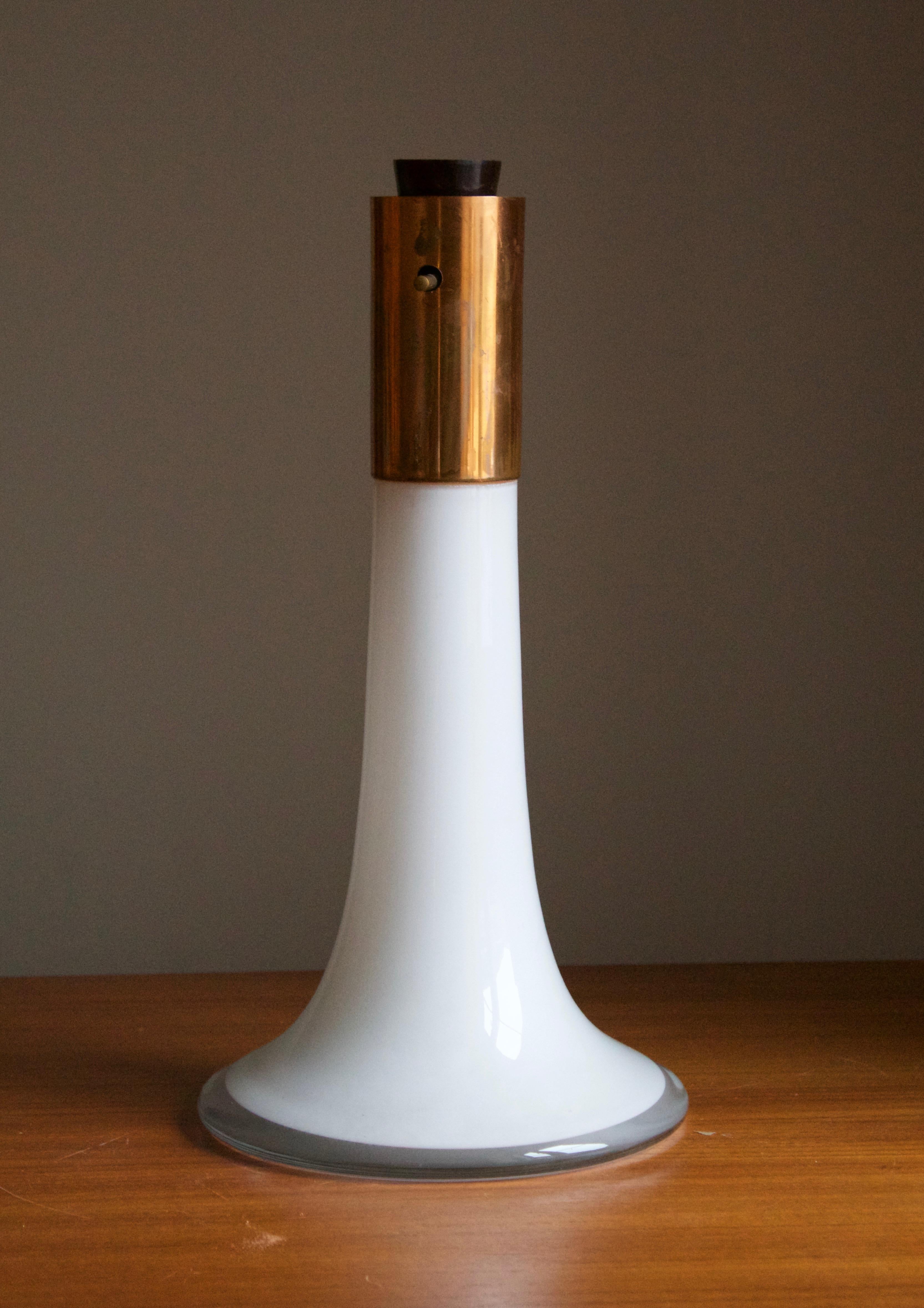 Mid-Century Modern Lisa Johansson-Pape, Table Lamp, Glass, Copper, Ornö, Finland, 1954