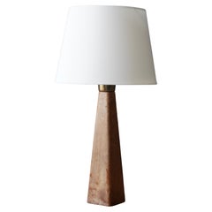 Lisa Johansson-Pape, Table Lamp, Leather, Wood, Brass, Ornö, Finland, 1960s