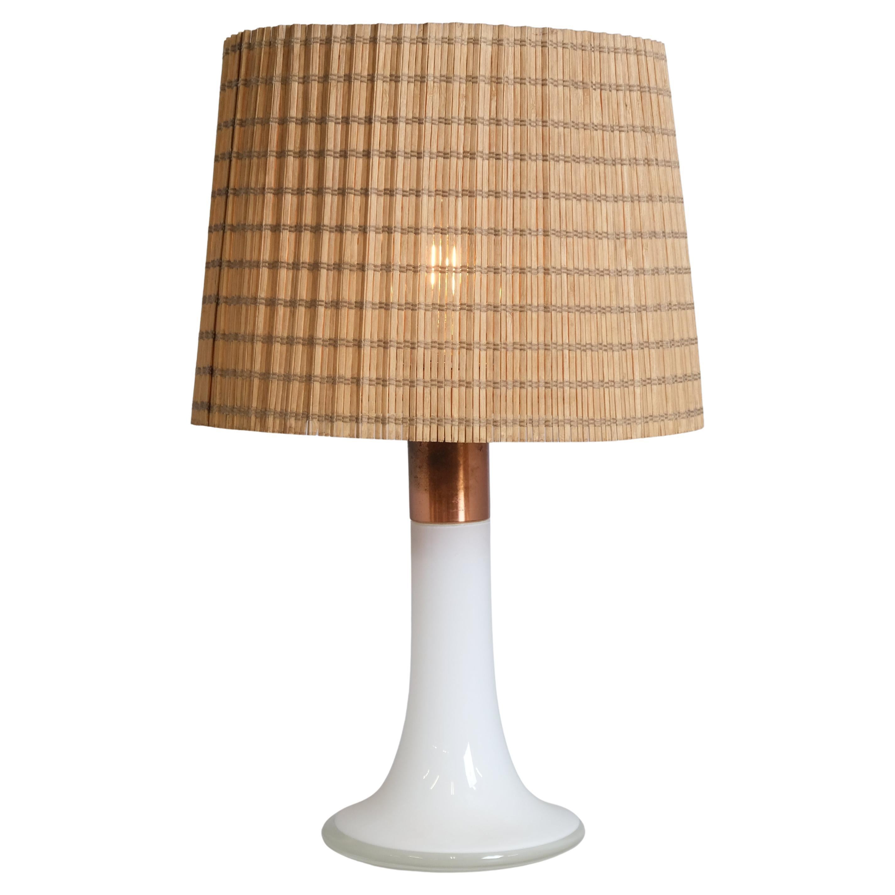Lisa Johansson-Papé Table Lamp Model 46-017, Copper & Opaline Glass, Orno 1960s