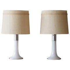 Lisa Johansson-Pape, Table Lamps, Glass, Chrome Metal, Fabric, Ornö Finland 1954