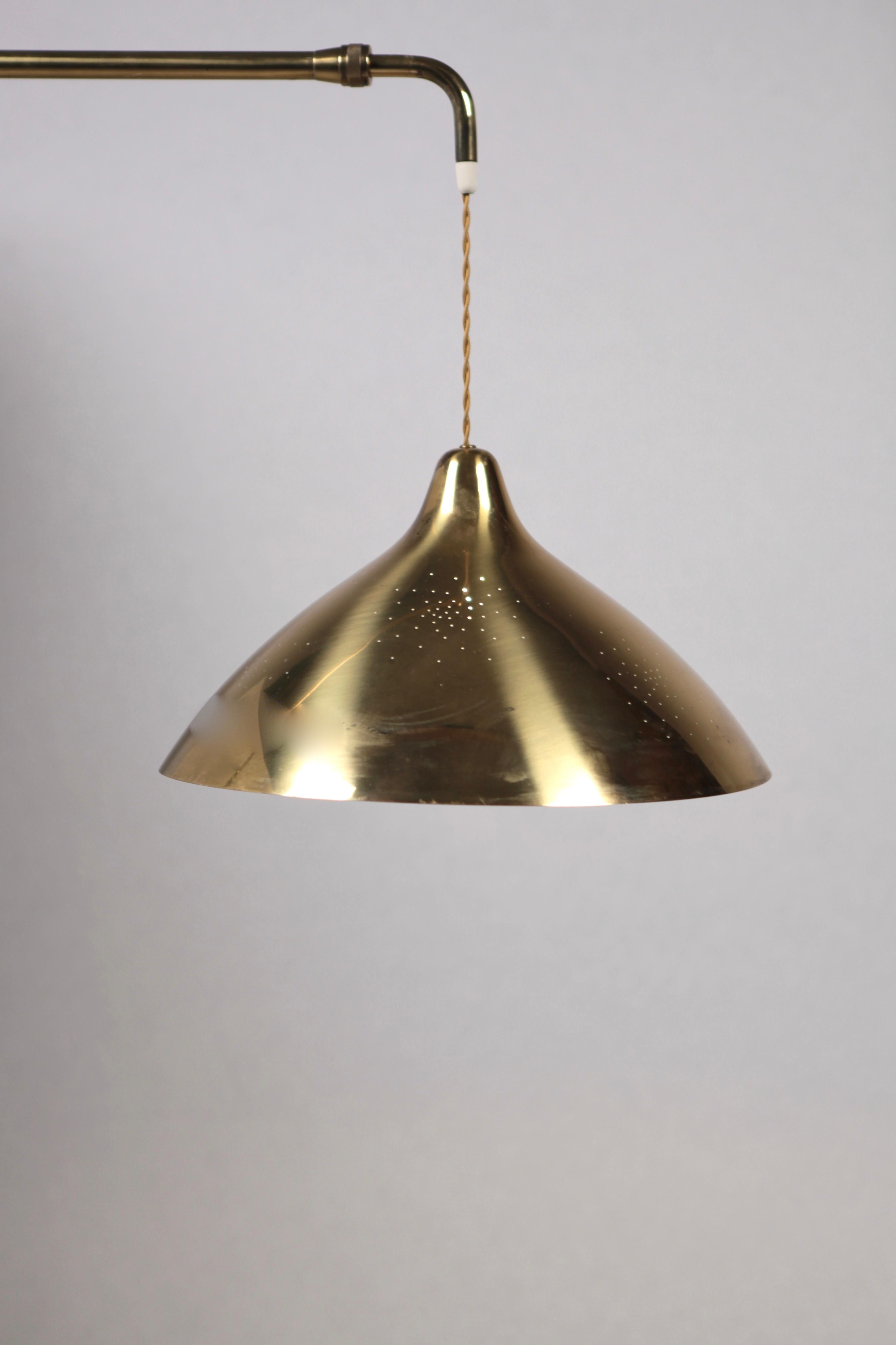 Finnish Lisa Johansson-Pape, Telescope Wall-Light in Perforated Brass, Finland, 1950s