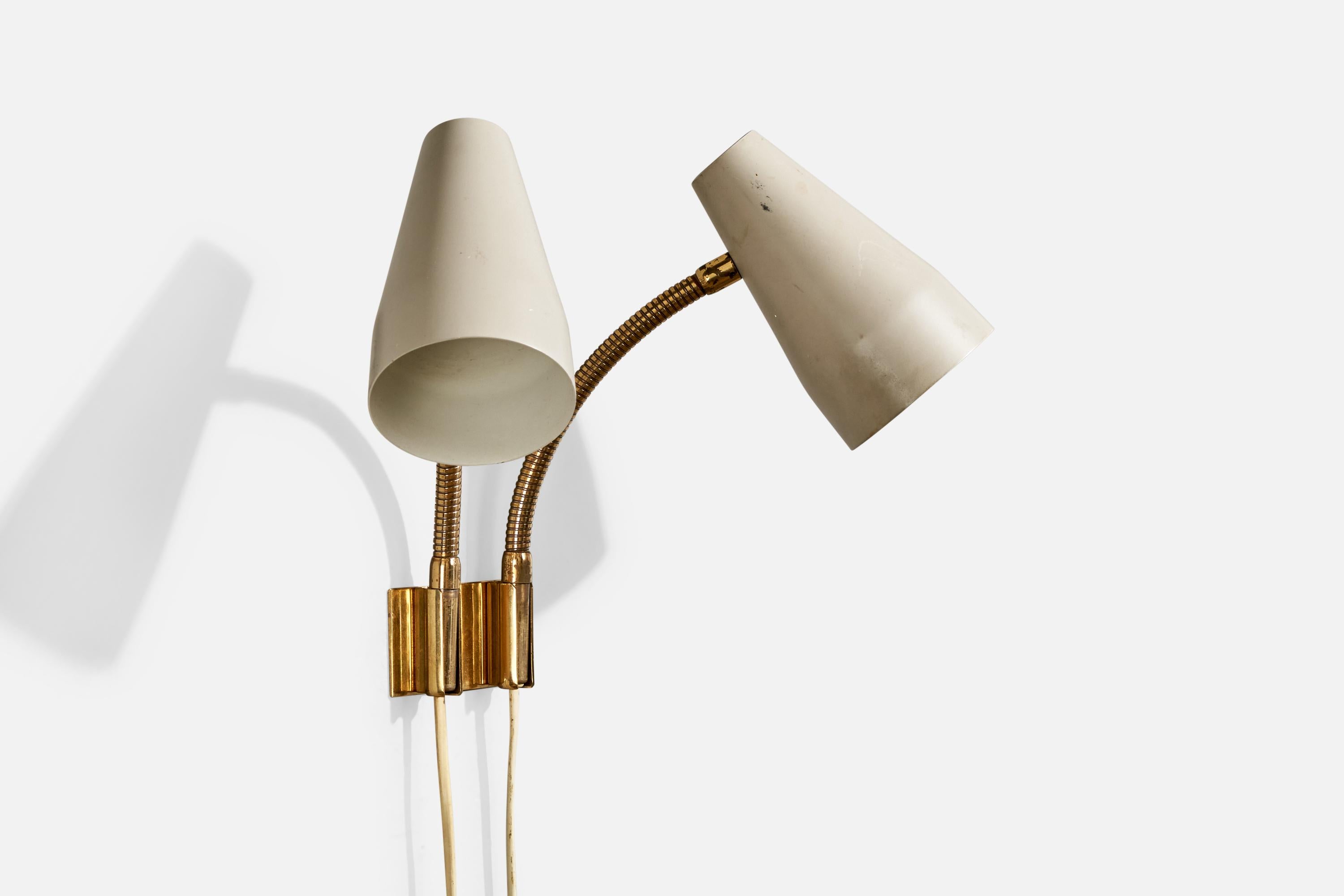 Scandinavian Modern Lisa Johansson-Pape, Wall Light, Brass, Metal, Finland, 1960s For Sale