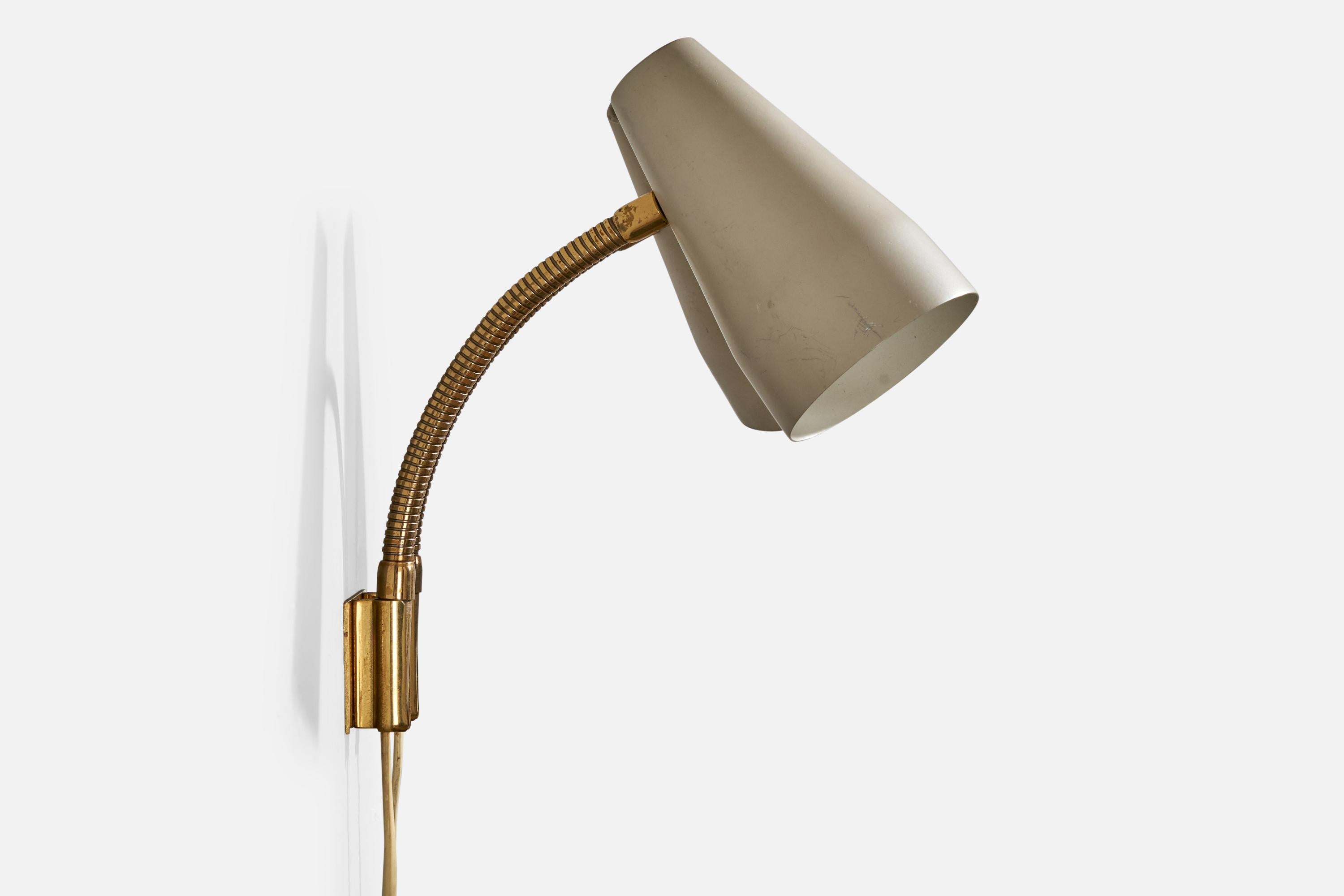 Finnish Lisa Johansson-Pape, Wall Light, Brass, Metal, Finland, 1960s For Sale