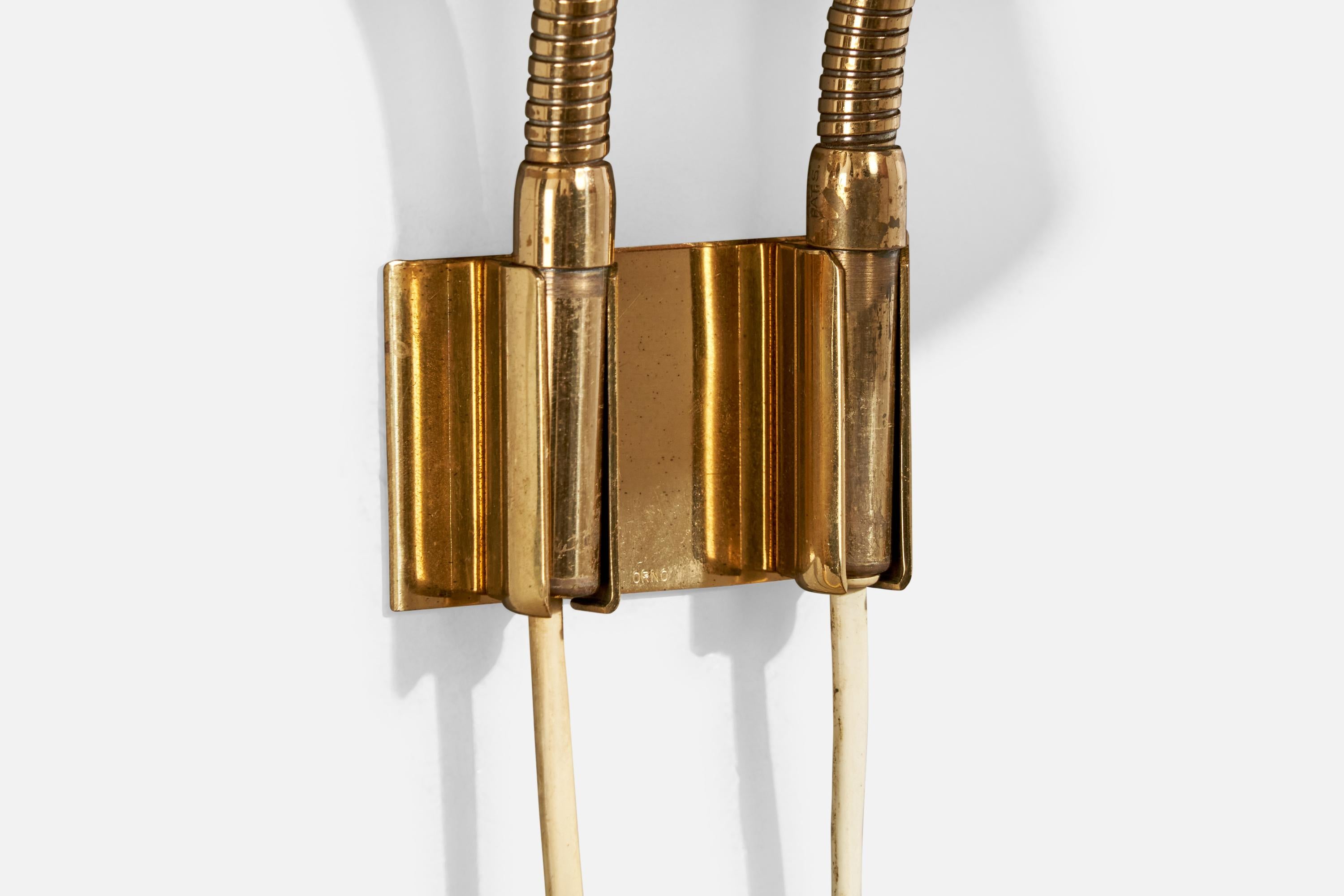 Lisa Johansson-Pape, Wall Light, Brass, Metal, Finland, 1960s In Good Condition For Sale In High Point, NC