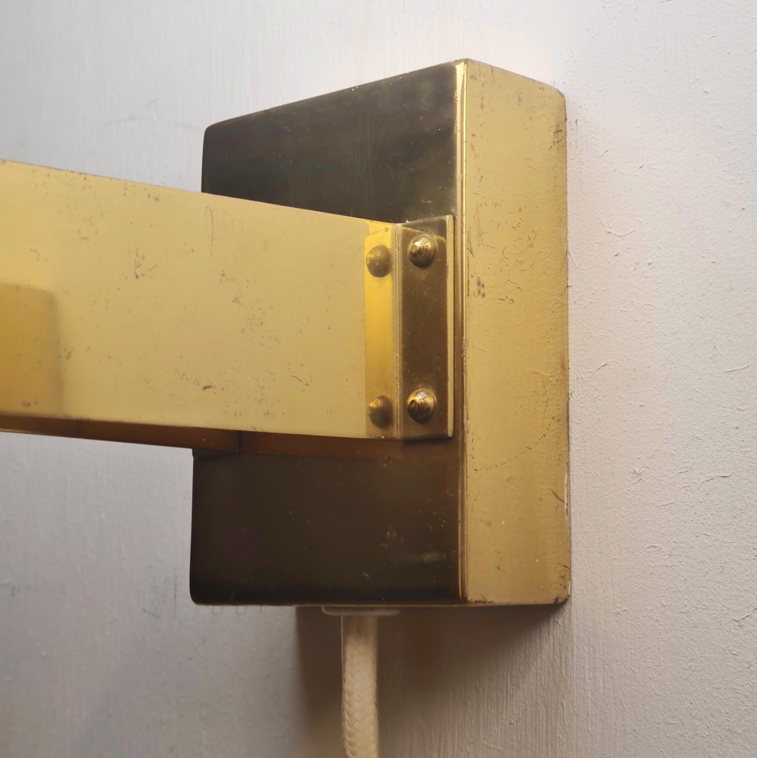 Mid-20th Century Lisa Johansson-Pape Wall Sconce 50-090, Brass & Lyster Opaline Glass, Orno 1950s For Sale