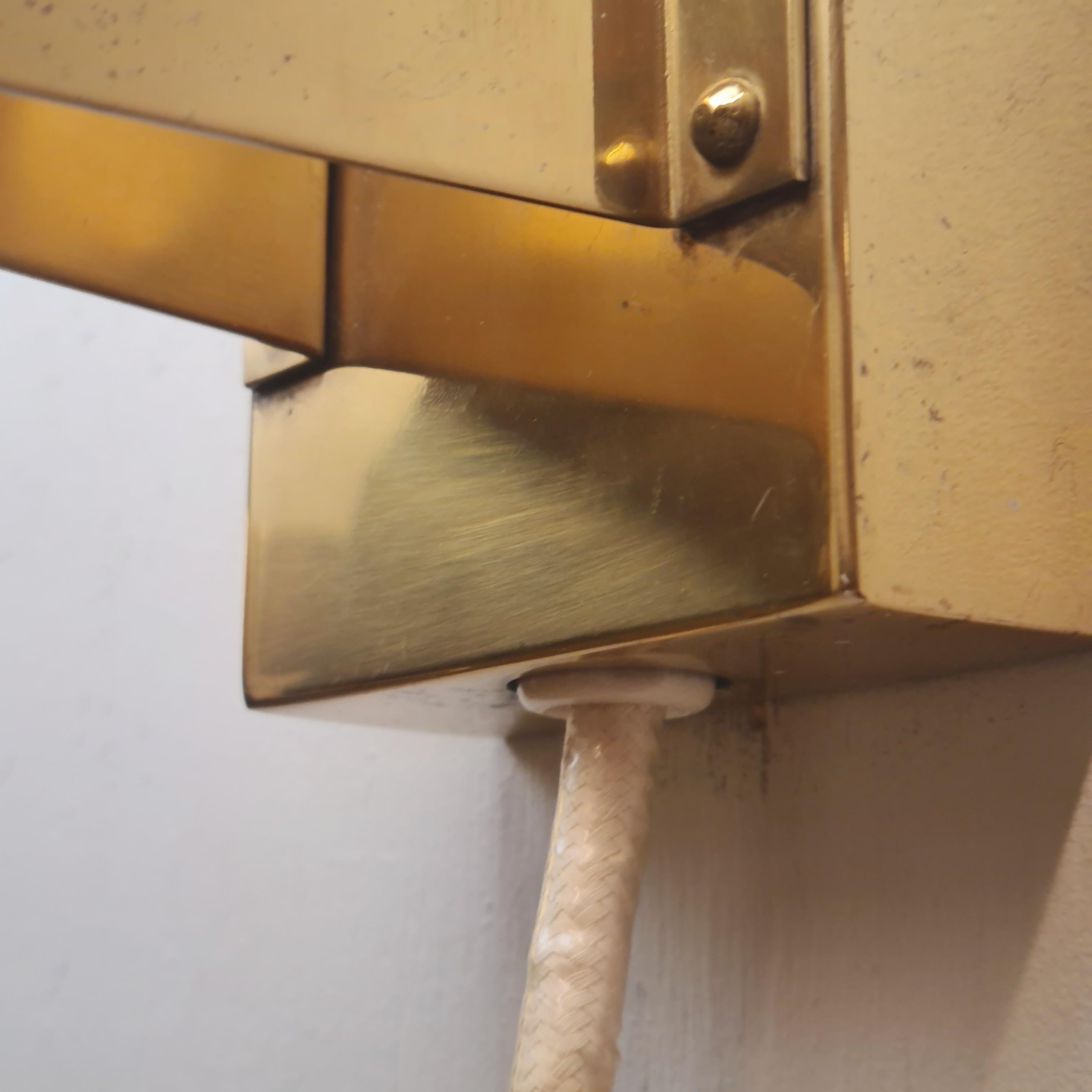 Lisa Johansson-Pape Wall Sconce 50-090, Brass & Lyster Opaline Glass, Orno 1950s For Sale 1