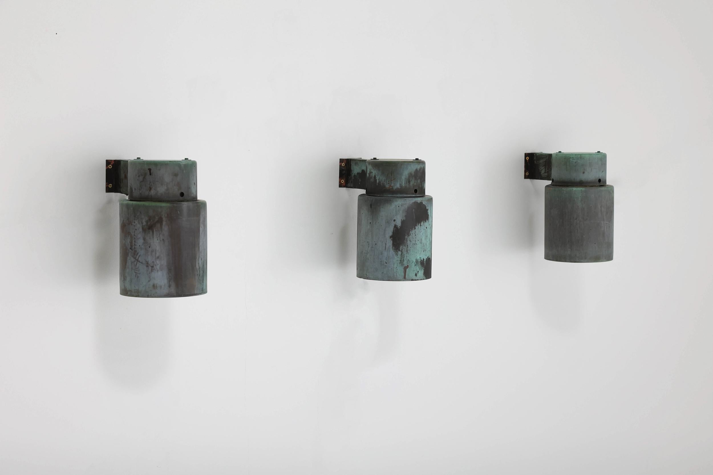 Lisa Johansson-Papę Wall Scones in Oxidized Bronze, Industrial, Finland, 1970's In Excellent Condition In Antwerp, BE