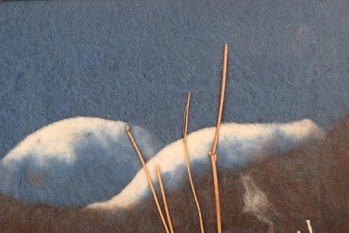 Lisa Johansson, Swedish Artist, Wool on Board, Modernist Mountain Landscape For Sale 1