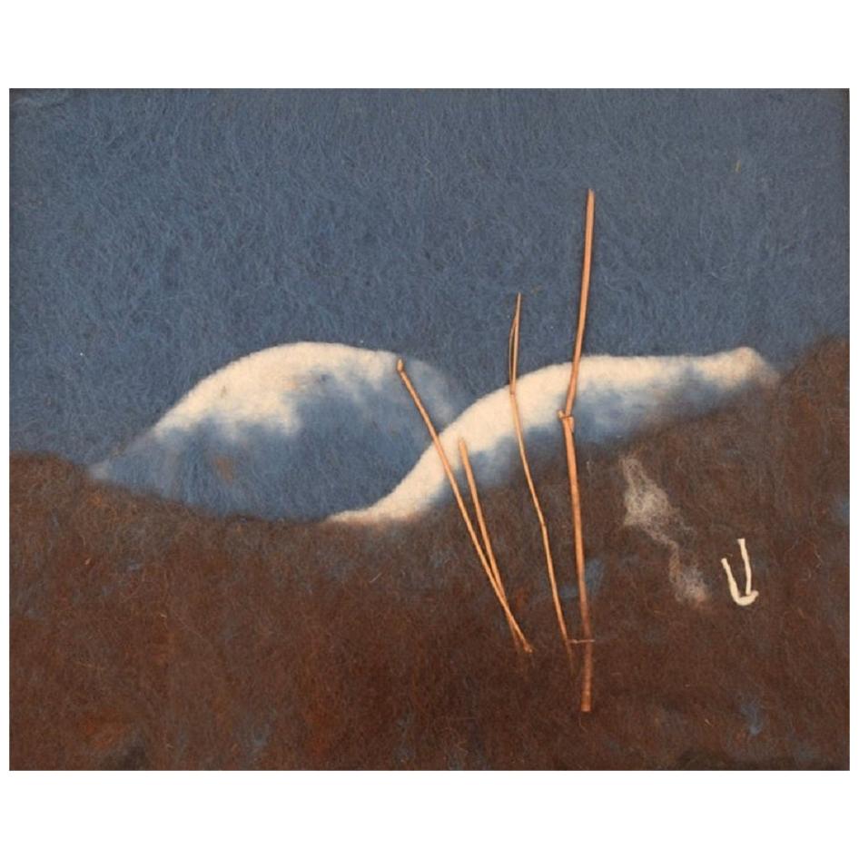 Lisa Johansson, Swedish Artist, Wool on Board, Modernist Mountain Landscape For Sale