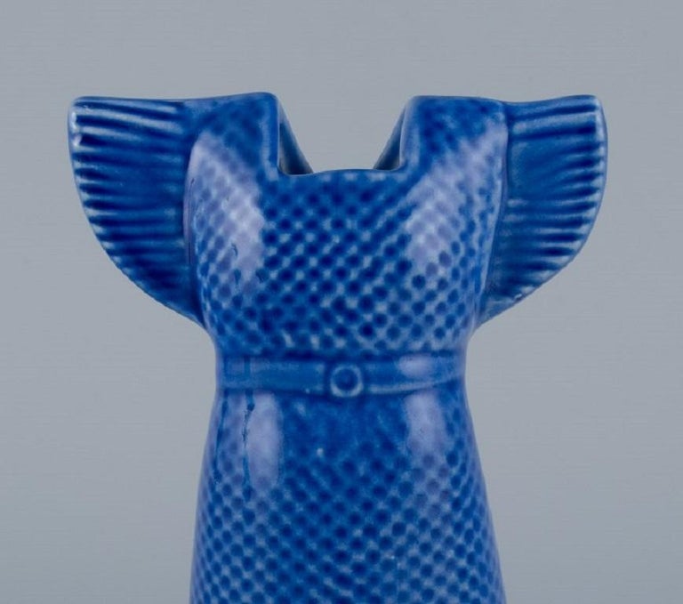 Lisa Larson '1931' for Gustavsberg. Blue Vase in the Shape of a Dress For Sale at 1stDibs