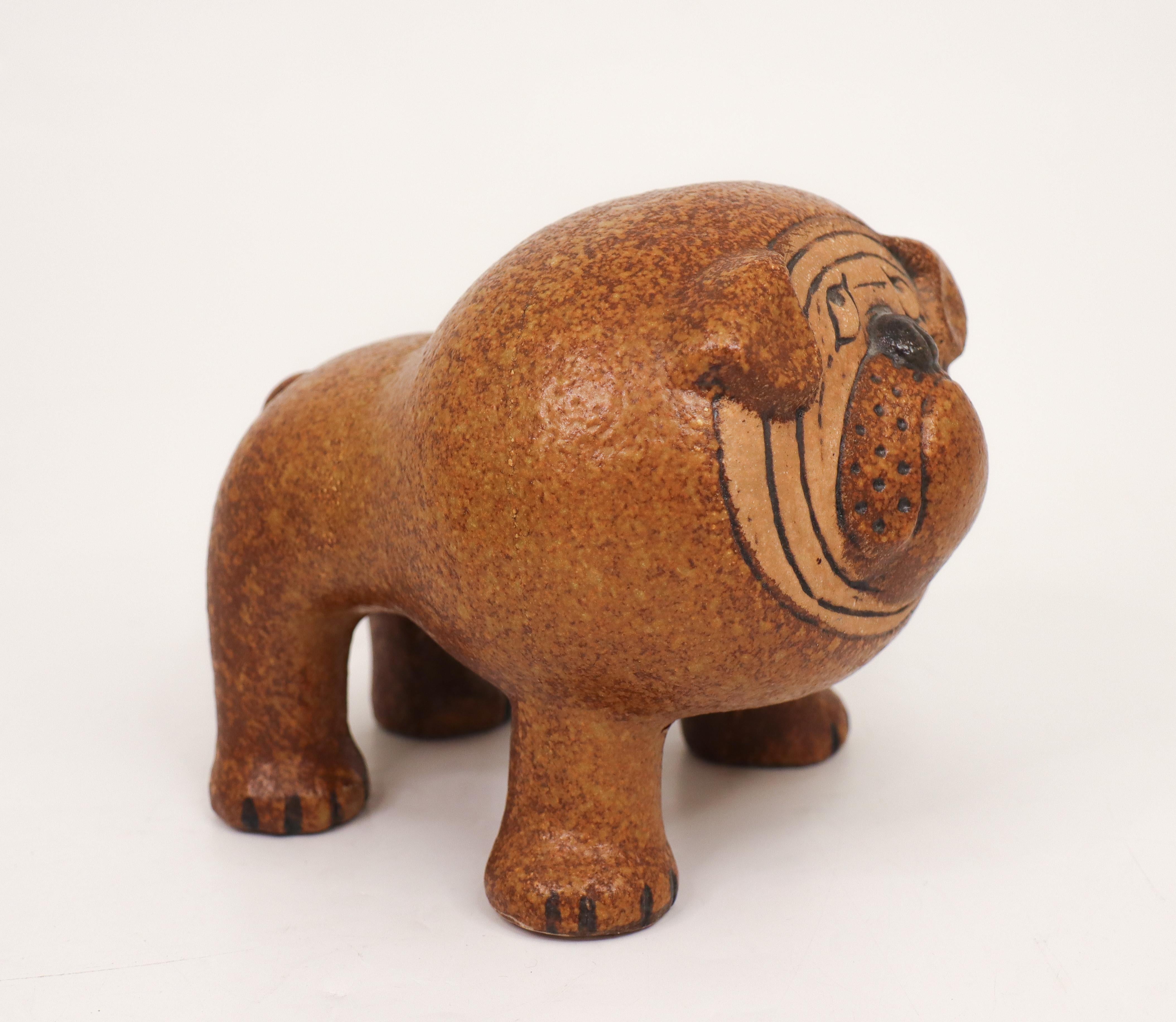 Scandinavian Modern Lisa Larson, Bulldog Ceramic Sculpture, Gustavsbergs Studio, Sweden