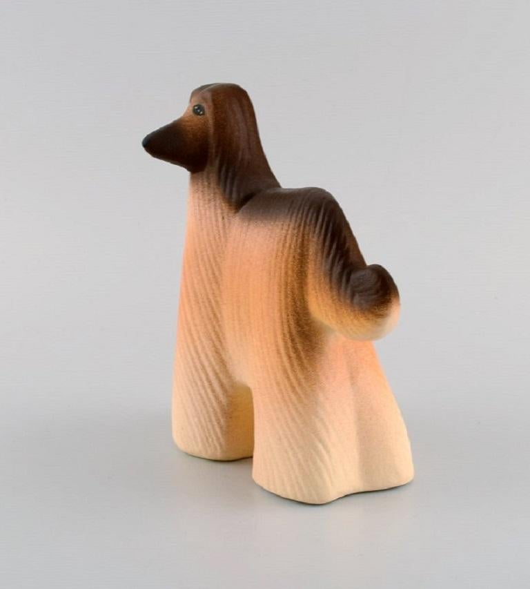 Scandinavian Modern Lisa Larson for Gustavsberg. Afghan hound in glazed stoneware. 1980s. For Sale