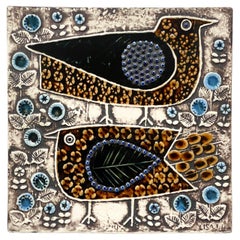 Lisa Larson for Gustavsberg Birds Ceramic Tile, 1970's