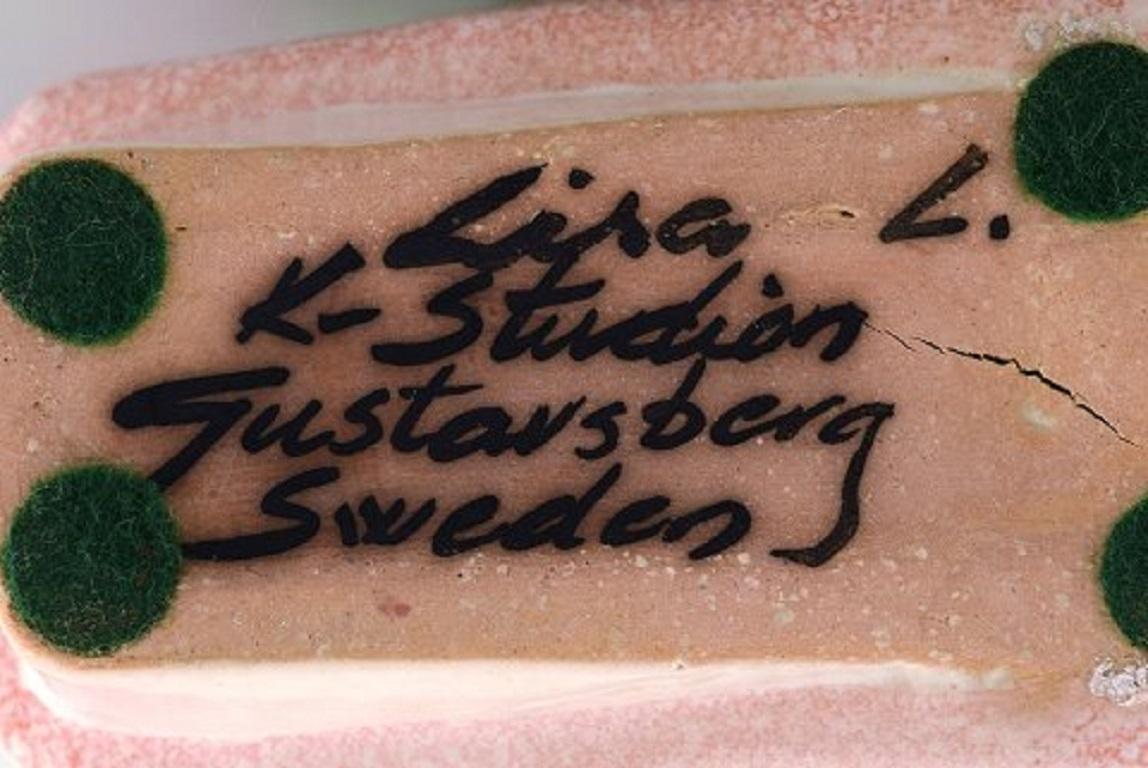 Swedish Lisa Larson for Gustavsberg, Candleholder, Elf on a Sledge in Glazed Stoneware