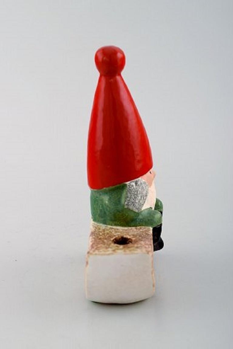 Swedish Lisa Larson for Gustavsberg, Candleholder, Elf on a Sledge in Glazed Stoneware