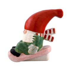 Lisa Larson for Gustavsberg, Candleholder, Elf on a Sledge in Glazed Stoneware