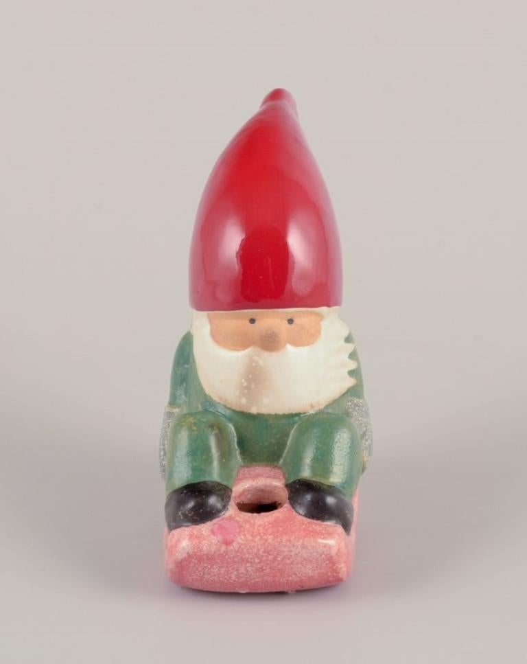 Scandinavian Modern Lisa Larson for Gustavsberg. Ceramic candlestick. Elf on sledge. Late 20th C. For Sale