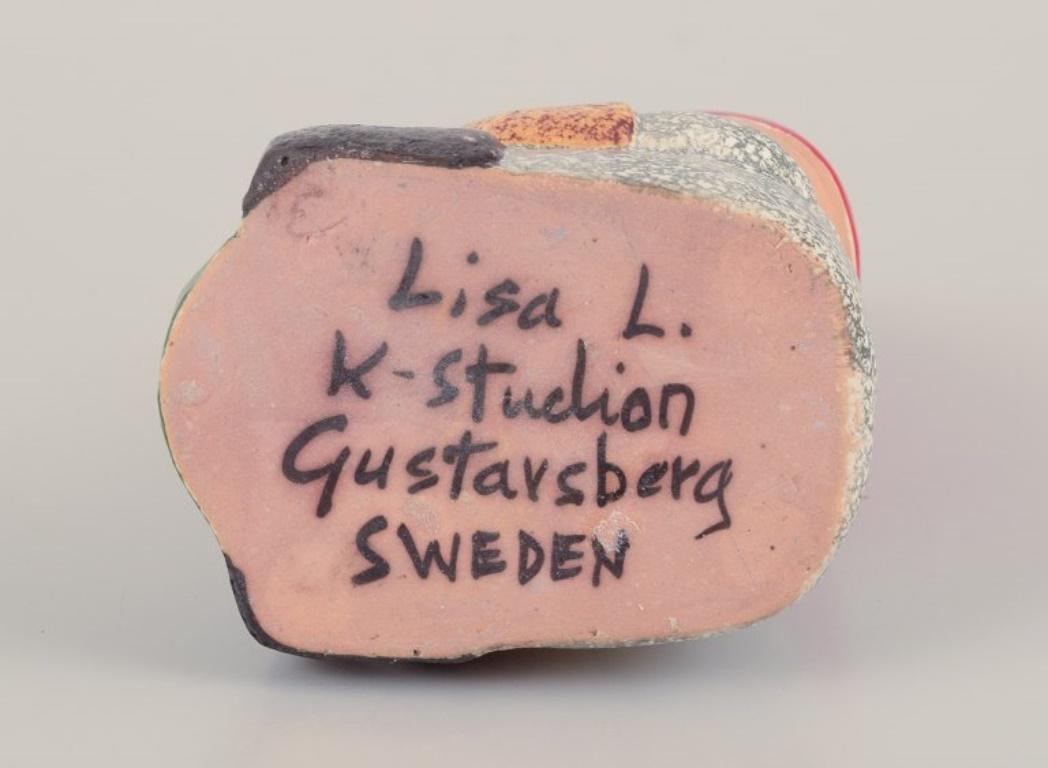 Glazed Lisa Larson for Gustavsberg. Ceramic candlestick. Sitting elf. For Sale